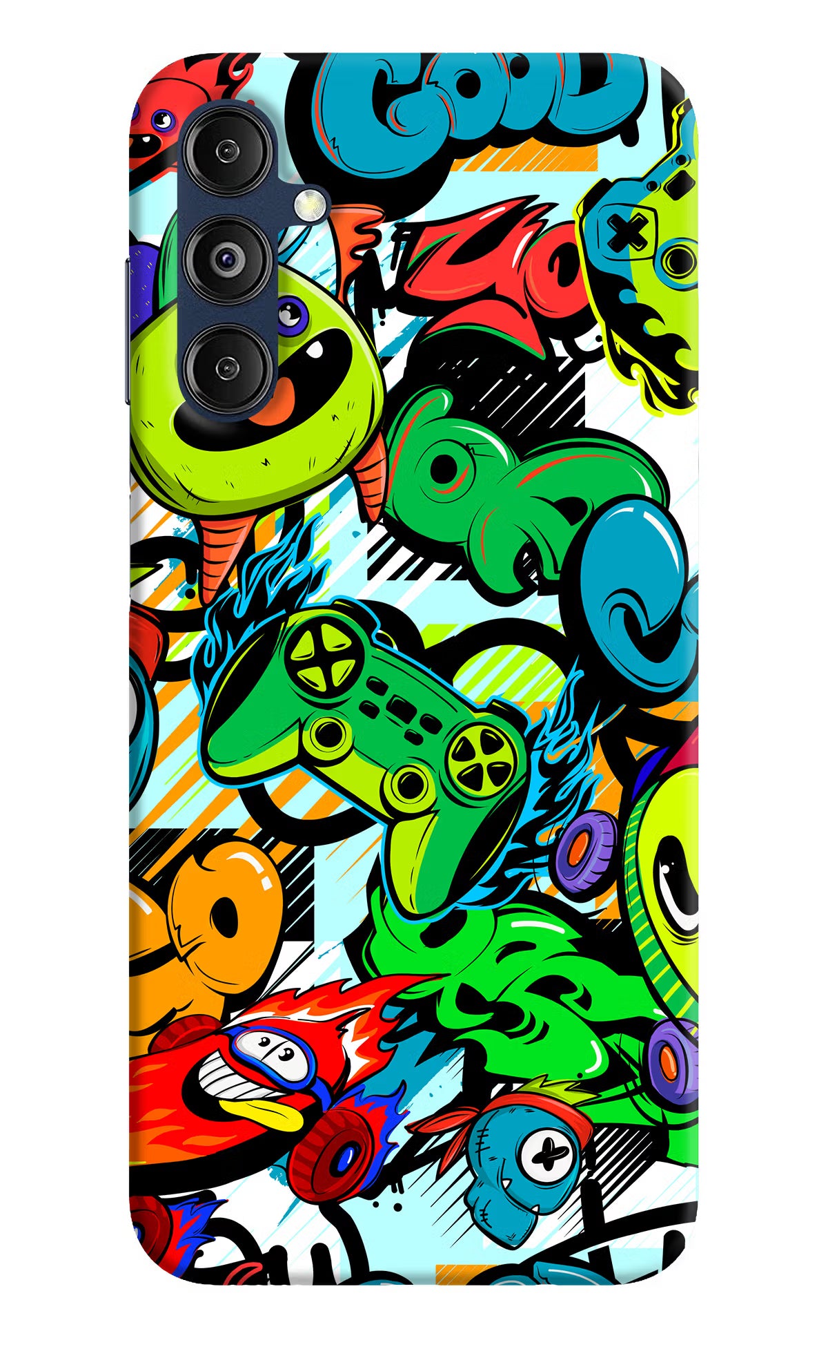 Game Doodle Samsung M14 5G Back Cover - Game Doodle Samsung M14 5G Hard Case Back Cover by Casekaro Game Doodle Samsung M14 5G Hard Case Back Cover by Casekaro