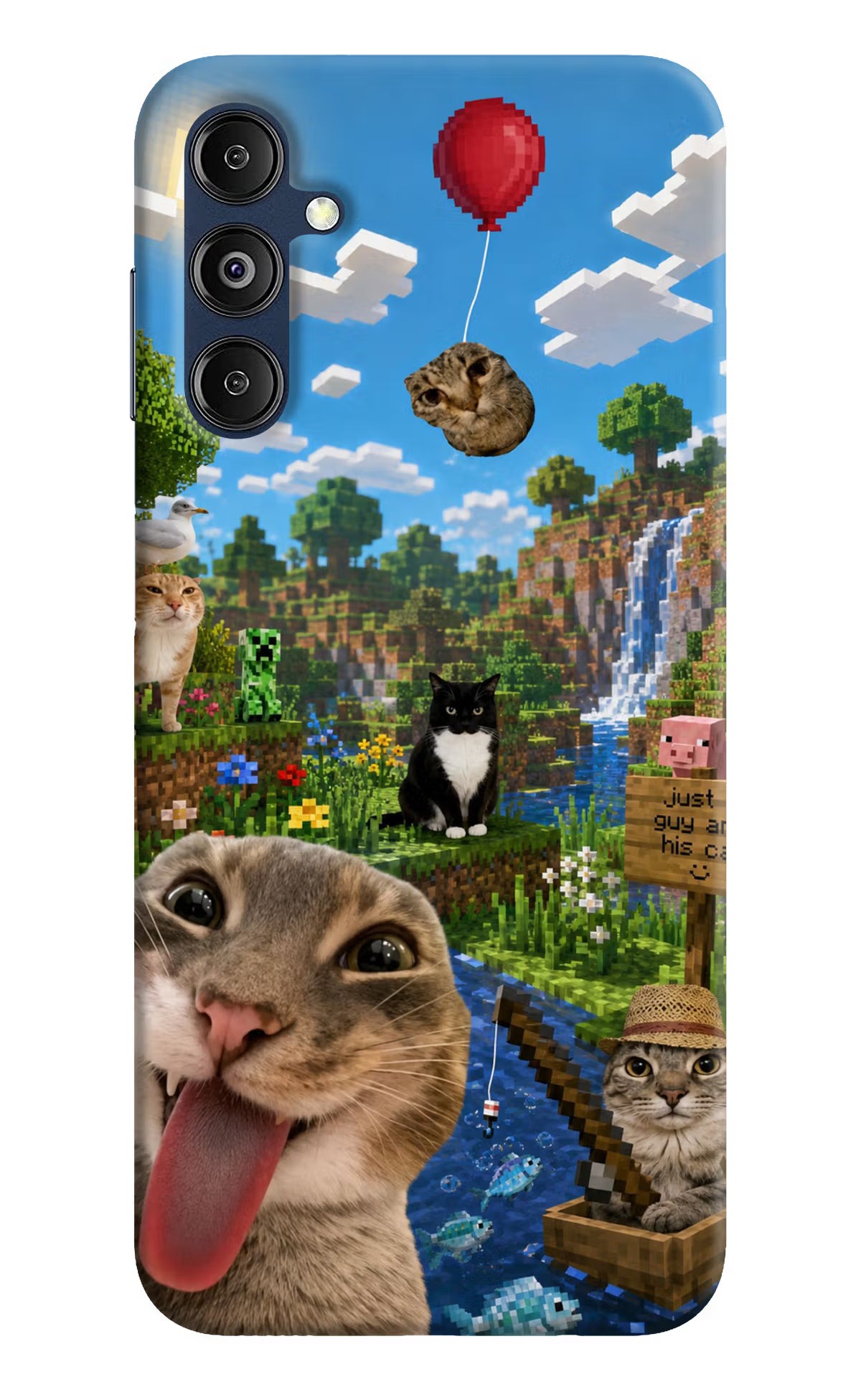 Minecraft Cat Chaos Samsung M14 5G Back Cover - Minecraft Cat Chaos Samsung M14 5G Hard Case Back Cover by Casekaro Minecraft Cat Chaos Samsung M14 5G Hard Case Back Cover by Casekaro