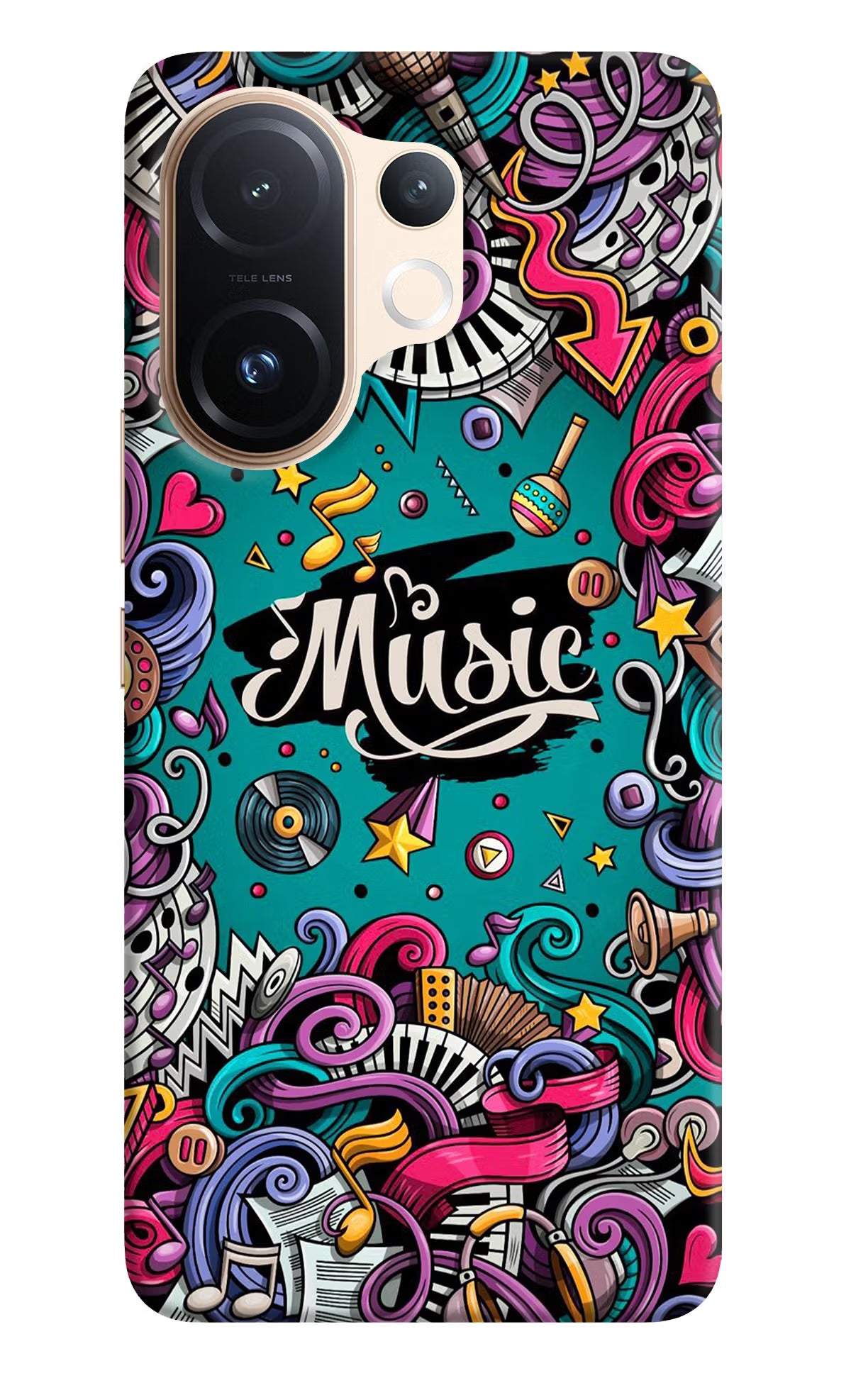Music Graffiti Vivo T4 Pro 5G Back Cover - Music Graffiti Vivo T4 Pro 5G Hard Case Back Cover by Casekaro Music Graffiti Vivo T4 Pro 5G Hard Case Back Cover by Casekaro