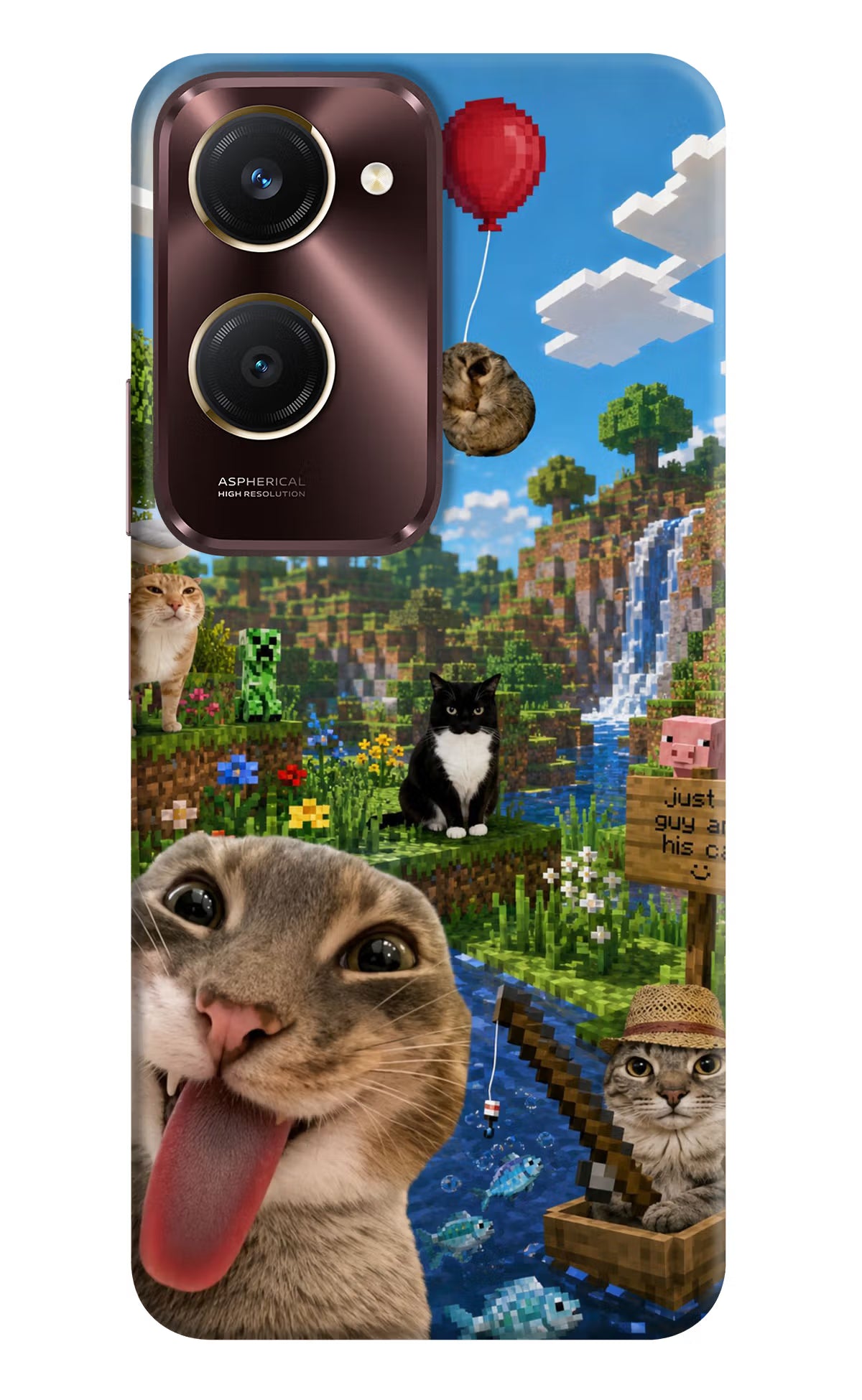 Minecraft Cat Chaos Vivo Y28s 5G Back Cover - Minecraft Cat Chaos Vivo Y28s 5G Back Cover Minecraft Cat Chaos Vivo Y28s 5G Back Cover