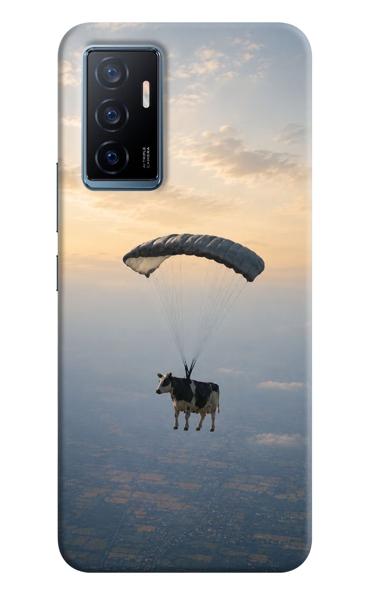Skydiving Cow Vivo Y75 Back Cover - Skydiving Cow Vivo Y75 Hard Case Back Cover by Casekaro Skydiving Cow Vivo Y75 Hard Case Back Cover by Casekaro