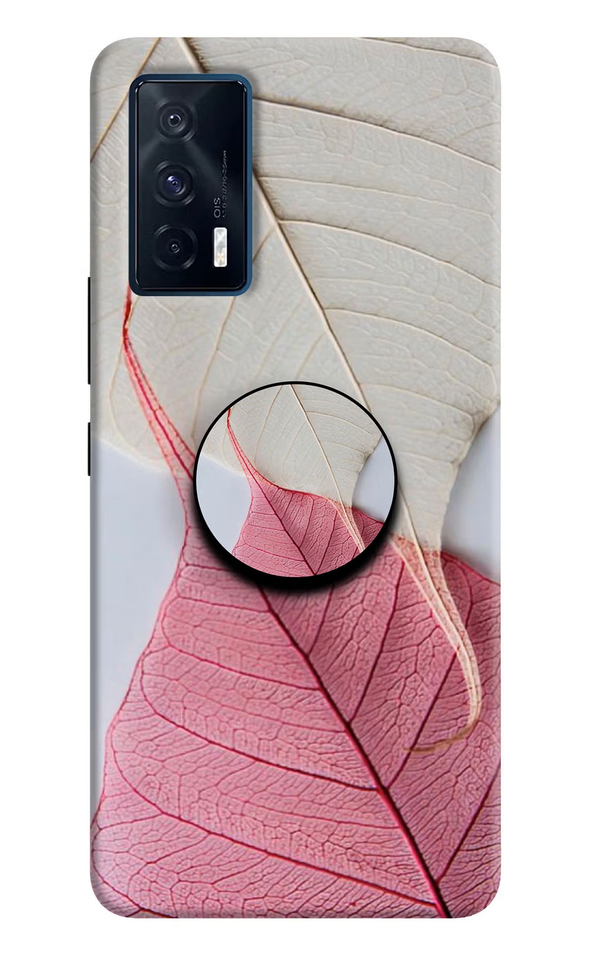 White Pink Leaf iQOO 7 5G Pop Case - White Pink Leaf iQOO 7 5G Pop Case White Pink Leaf iQOO 7 5G Pop Case