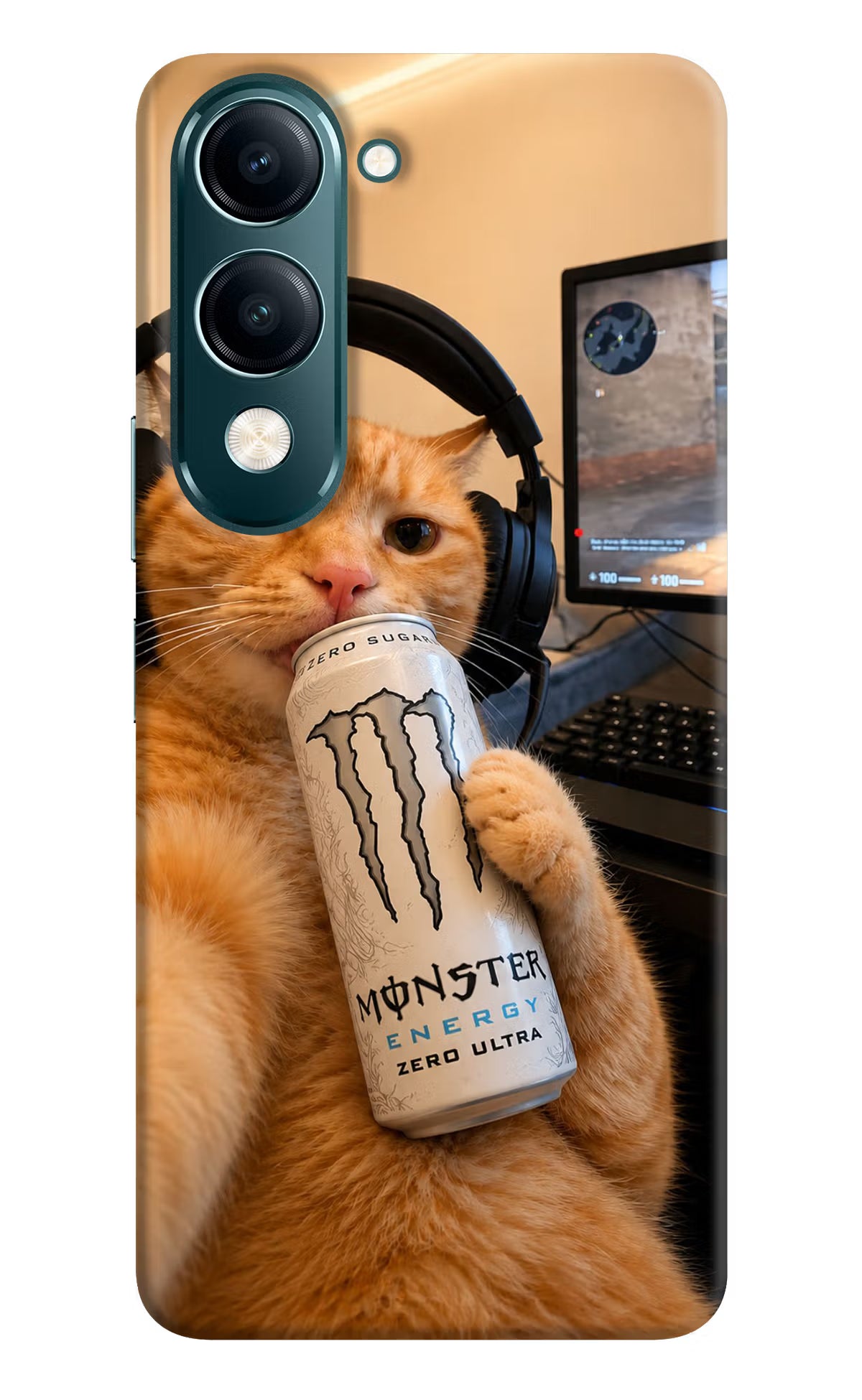 Gamer Cat Energy Vivo Y19 5G Back Cover - Gamer Cat Energy Vivo Y19 5G Back Cover Gamer Cat Energy Vivo Y19 5G Back Cover