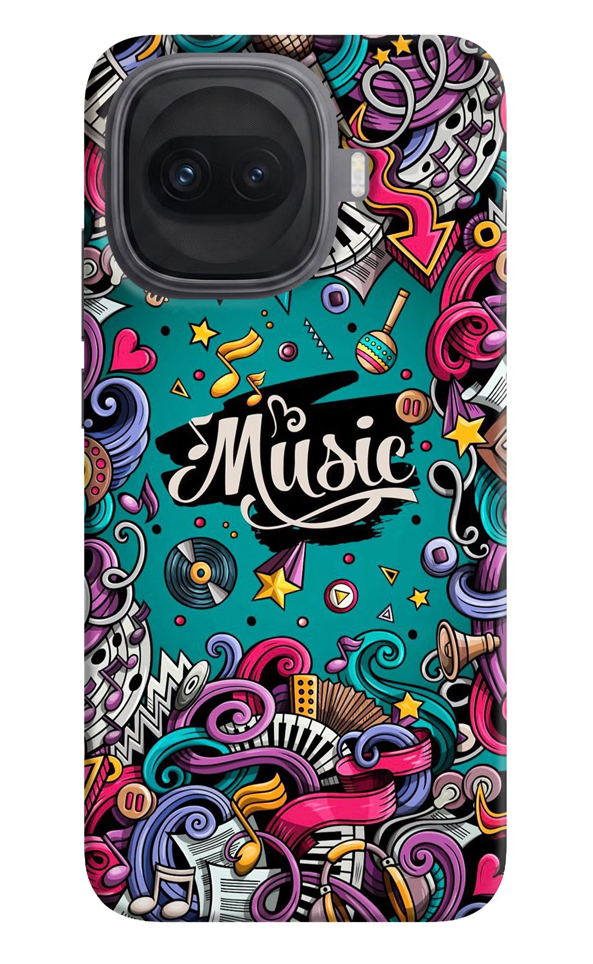 Music Graffiti iQOO 15R 5G Back Cover - Music Graffiti iQOO 15R 5G Hard Case Back Cover by Casekaro Music Graffiti iQOO 15R 5G Hard Case Back Cover by Casekaro