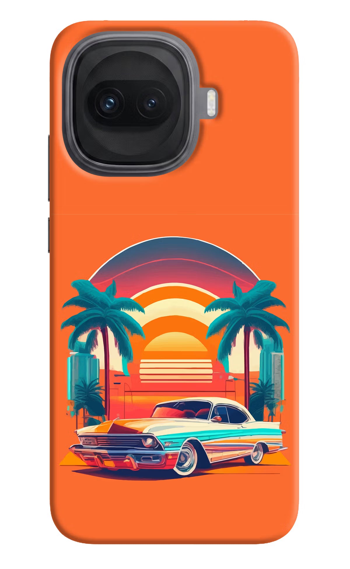 Palm Drive 80s iQOO 15R 5G Back Cover - Palm Drive 80s iQOO 15R 5G Hard Case Back Cover by Casekaro Palm Drive 80s iQOO 15R 5G Hard Case Back Cover by Casekaro