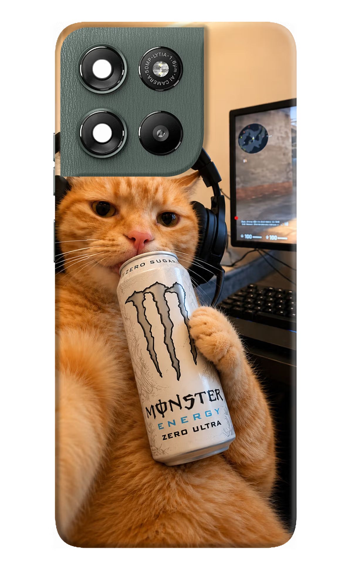 Gamer Cat Energy Moto G67 Power 5G Back Cover - Gamer Cat Energy Moto G67 Power 5G Back Cover Gamer Cat Energy Moto G67 Power 5G Back Cover