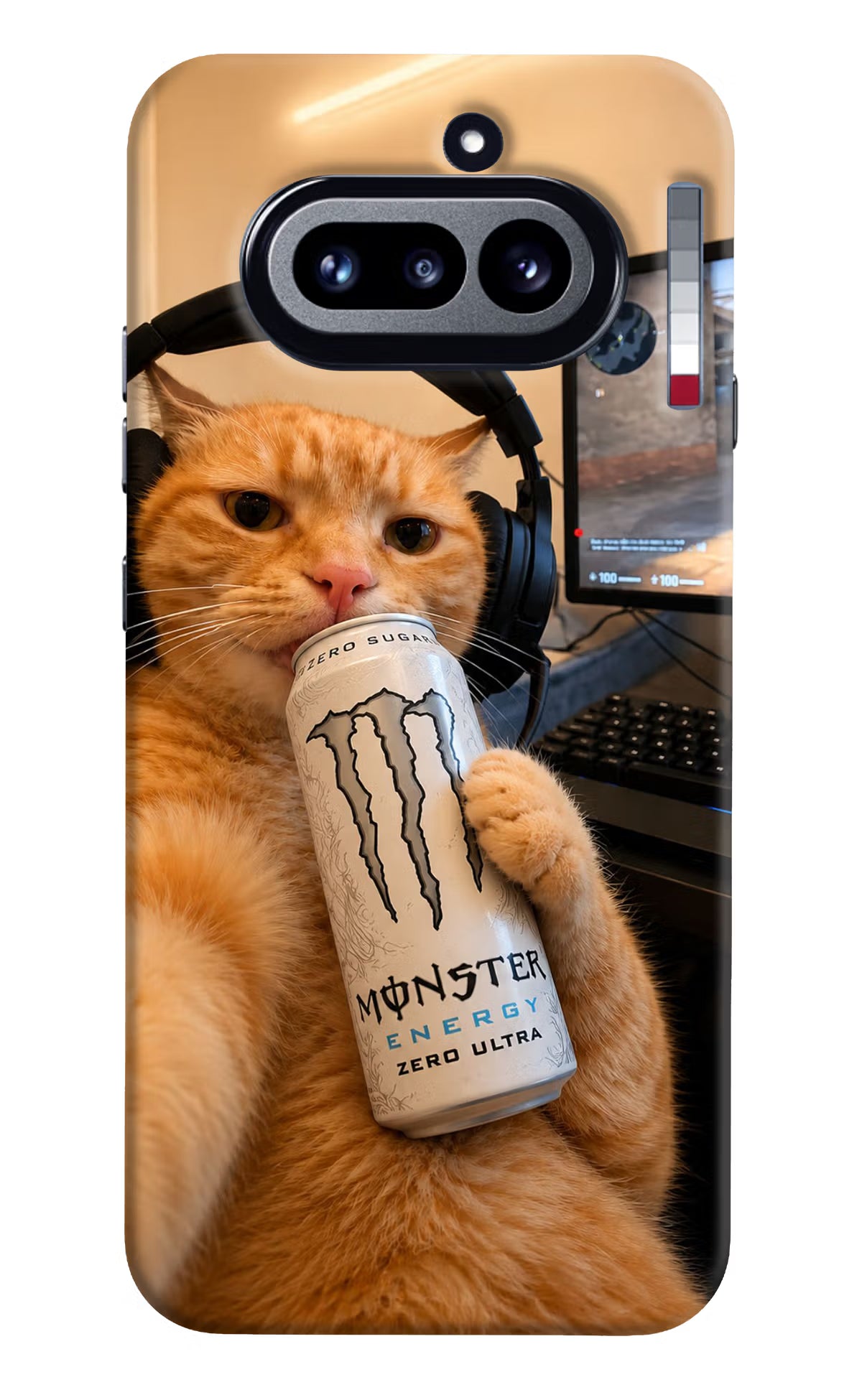 Gamer Cat Energy Nothing Phone 4a Back Cover - Gamer Cat Energy Nothing Phone 4a Back Cover Gamer Cat Energy Nothing Phone 4a Back Cover