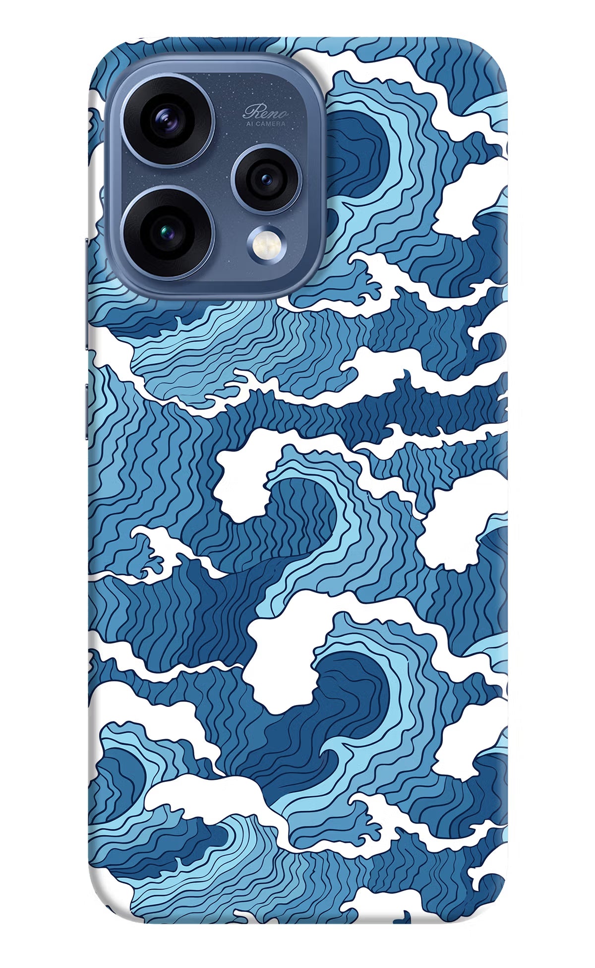 Blue Waves Oppo Reno15 5G Back Cover - Blue Waves Oppo Reno15 5G Hard Case Back Cover by Casekaro Blue Waves Oppo Reno15 5G Hard Case Back Cover by Casekaro