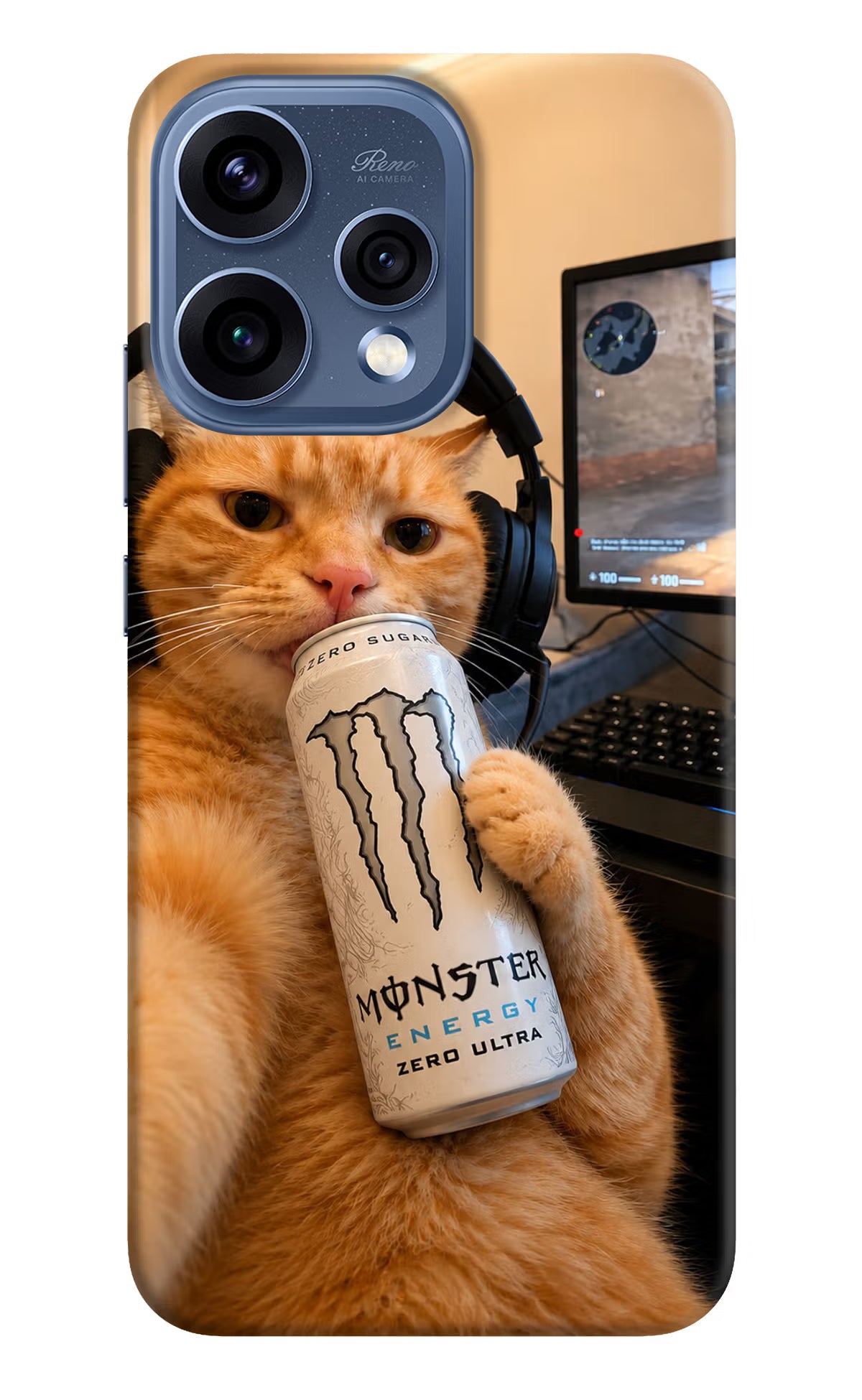 Gamer Cat Energy Oppo Reno15 5G Back Cover - Gamer Cat Energy Oppo Reno15 5G Back Cover Gamer Cat Energy Oppo Reno15 5G Back Cover