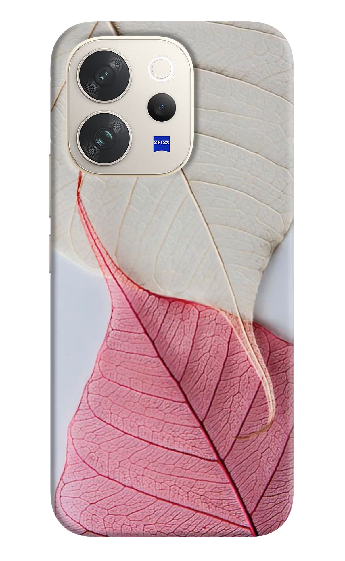 White Pink Leaf Vivo V70 5G Back Cover - White Pink Leaf Vivo V70 5G Hard Case Back Cover by Casekaro White Pink Leaf Vivo V70 5G Hard Case Back Cover by Casekaro