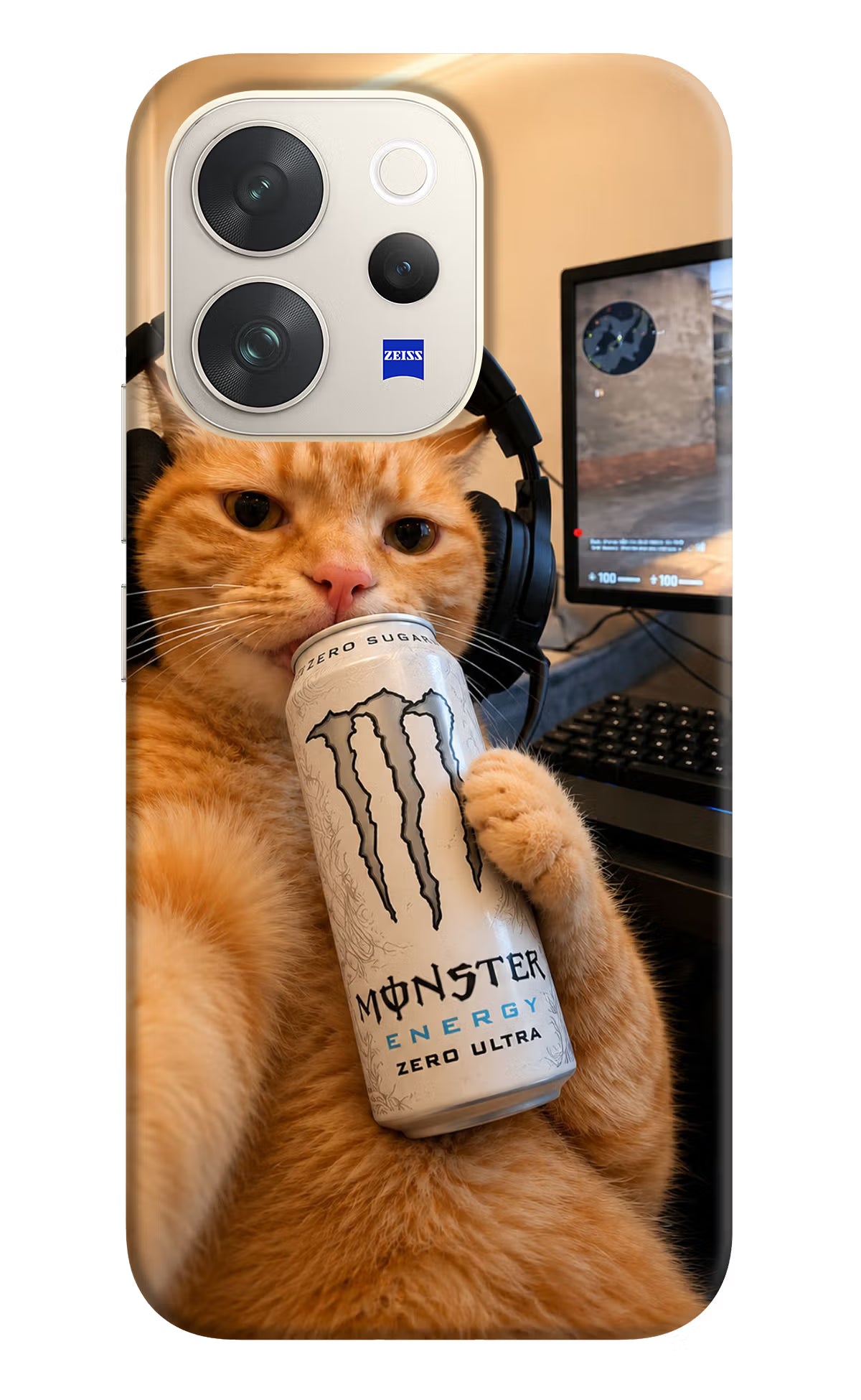 Gamer Cat Energy Vivo V70 5G Back Cover - Gamer Cat Energy Vivo V70 5G Back Cover Gamer Cat Energy Vivo V70 5G Back Cover