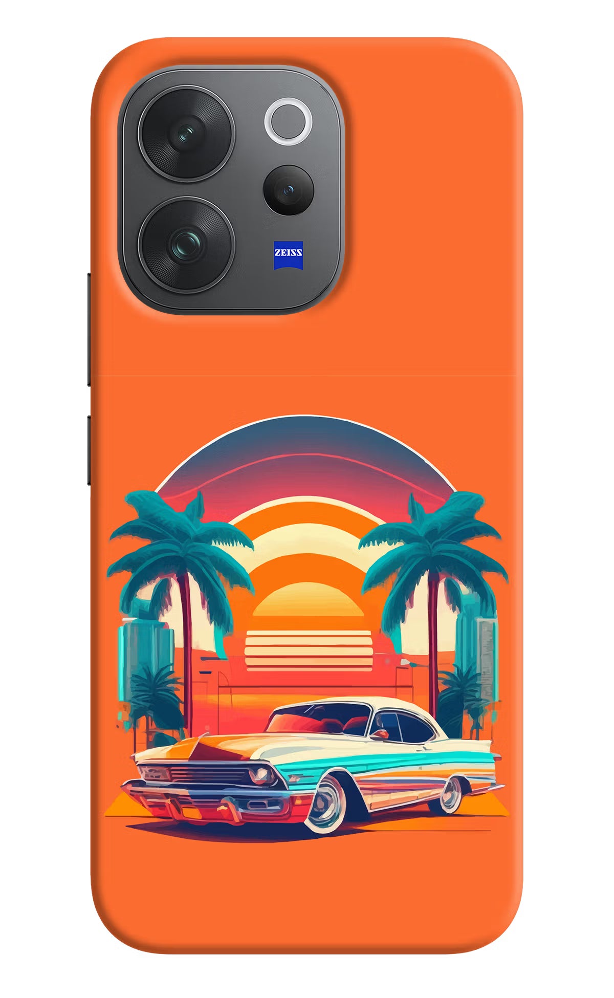 Palm Drive 80s Vivo V70 Elite 5G Back Cover - Palm Drive 80s Vivo V70 Elite 5G Hard Case Back Cover by Casekaro Palm Drive 80s Vivo V70 Elite 5G Hard Case Back Cover by Casekaro