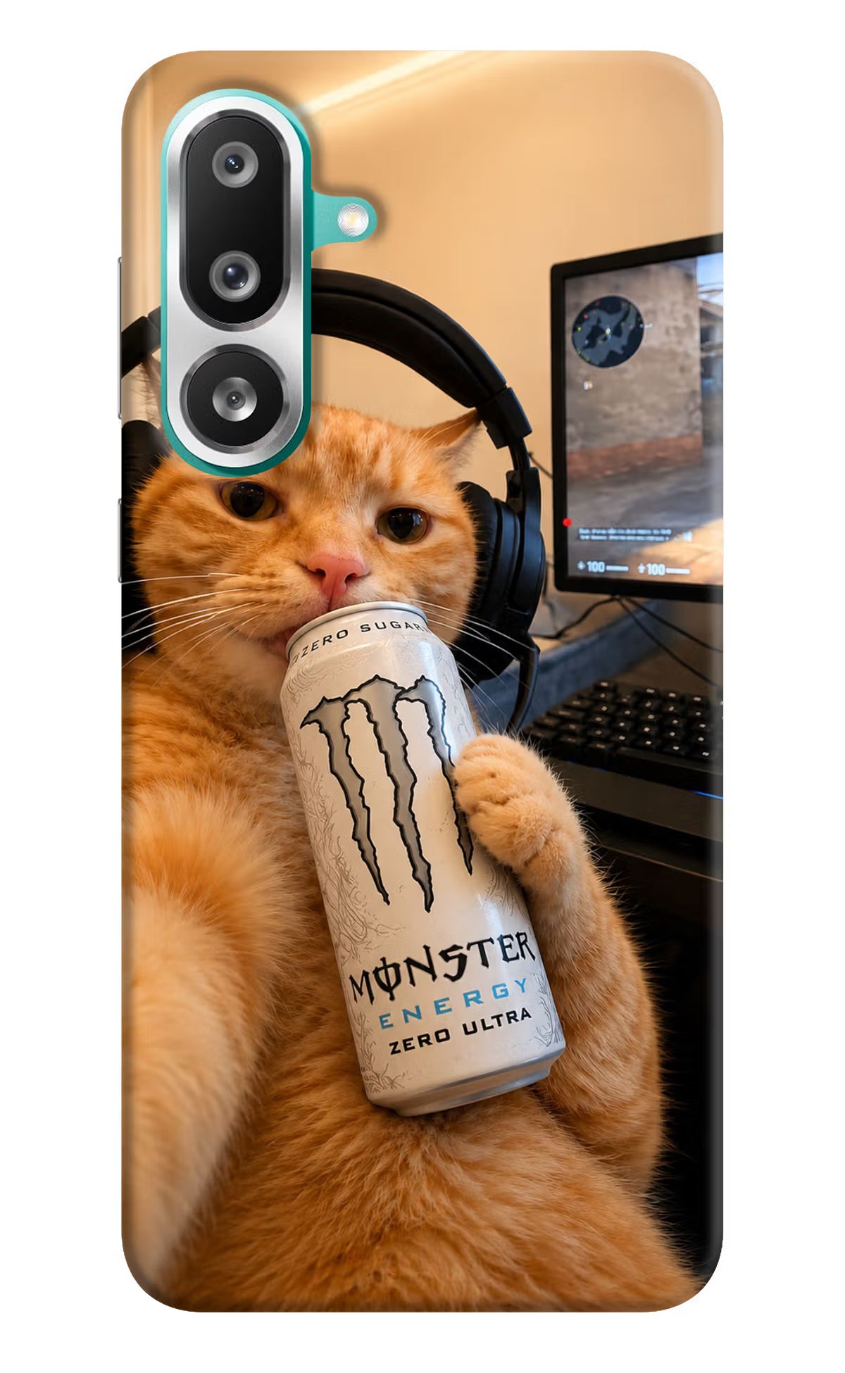 Gamer Cat Energy Samsung F56 Back Cover - Gamer Cat Energy Samsung F56 Back Cover Gamer Cat Energy Samsung F56 Back Cover