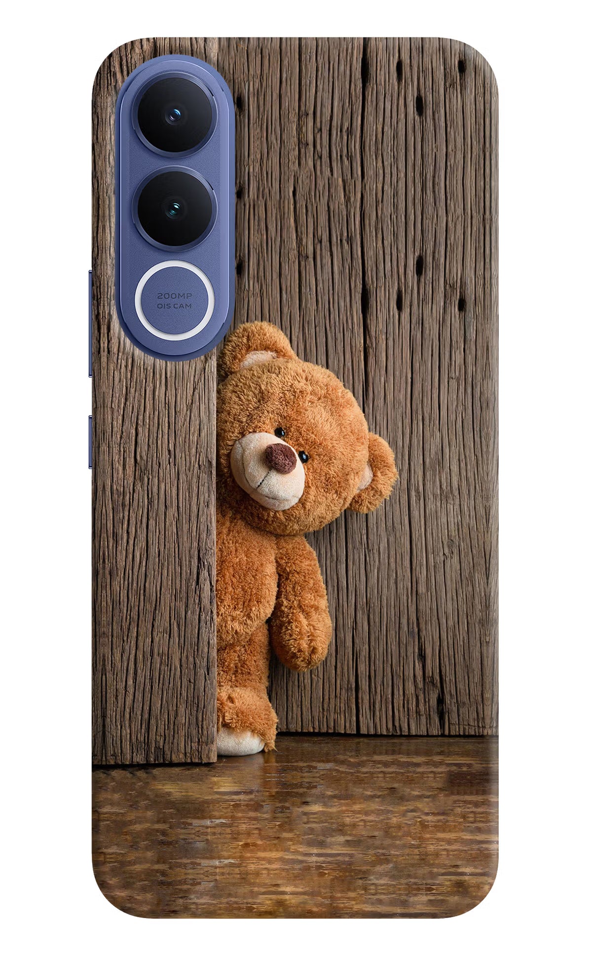 Teddy Wooden Vivo V70 FE 5G Back Cover - Teddy Wooden Vivo V70 FE 5G Hard Case Back Cover by Casekaro Teddy Wooden Vivo V70 FE 5G Hard Case Back Cover by Casekaro