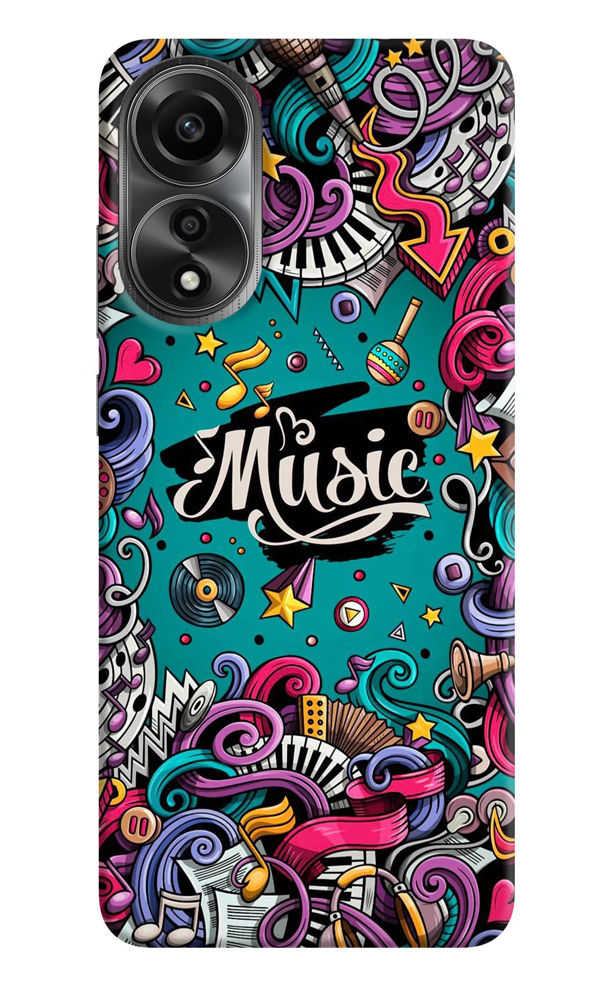 Music Graffiti Oppo A78 4G Back Cover - Music Graffiti Oppo A78 4G Back Cover Music Graffiti Oppo A78 4G Back Cover