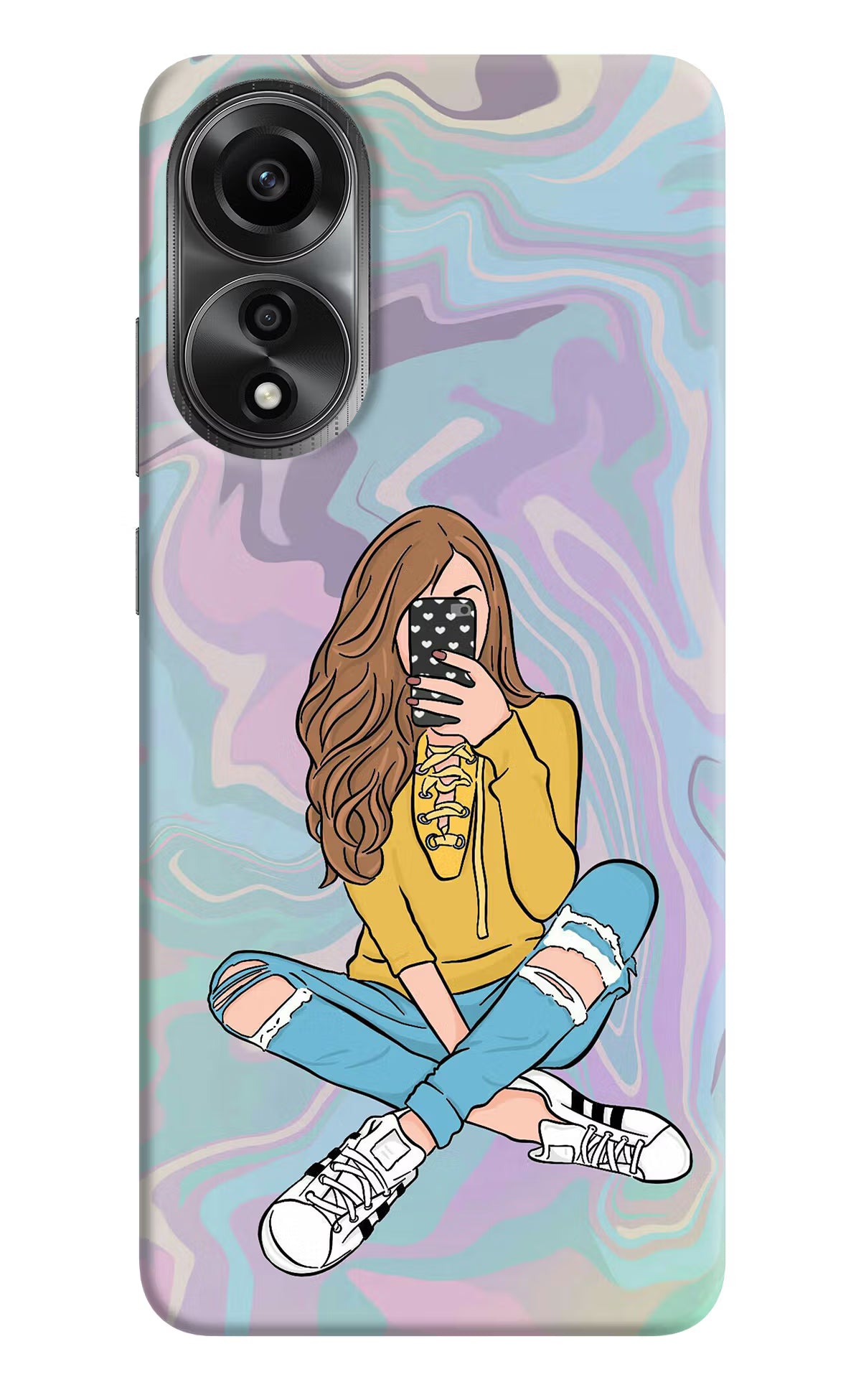 Selfie Girl Oppo A78 4G Back Cover - Selfie Girl Oppo A78 4G Back Cover Selfie Girl Oppo A78 4G Back Cover