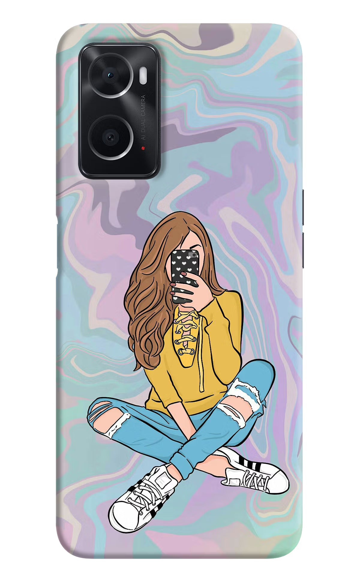 Selfie Girl Oppo A76 Back Cover - Selfie Girl Oppo A76 Back Cover Selfie Girl Oppo A76 Back Cover