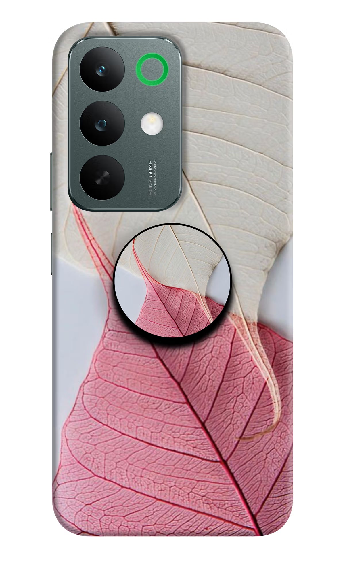 White Pink Leaf Realme C85 5G Pop Case - White Pink Leaf Realme C85 5G Pop Case White Pink Leaf Realme C85 5G Pop Case