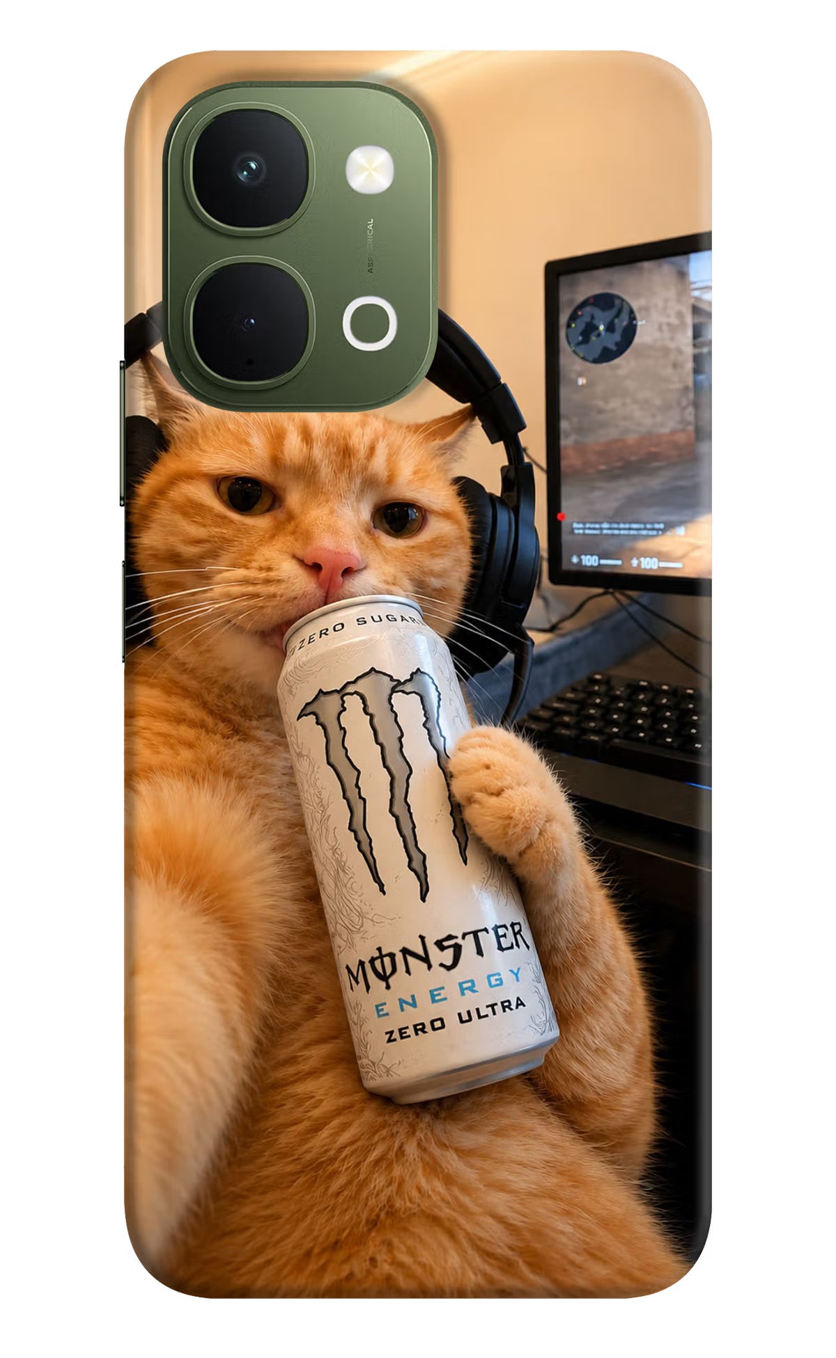 Gamer Cat Energy Vivo T5x 5G Back Cover - Gamer Cat Energy Vivo T5x 5G Back Cover Gamer Cat Energy Vivo T5x 5G Back Cover