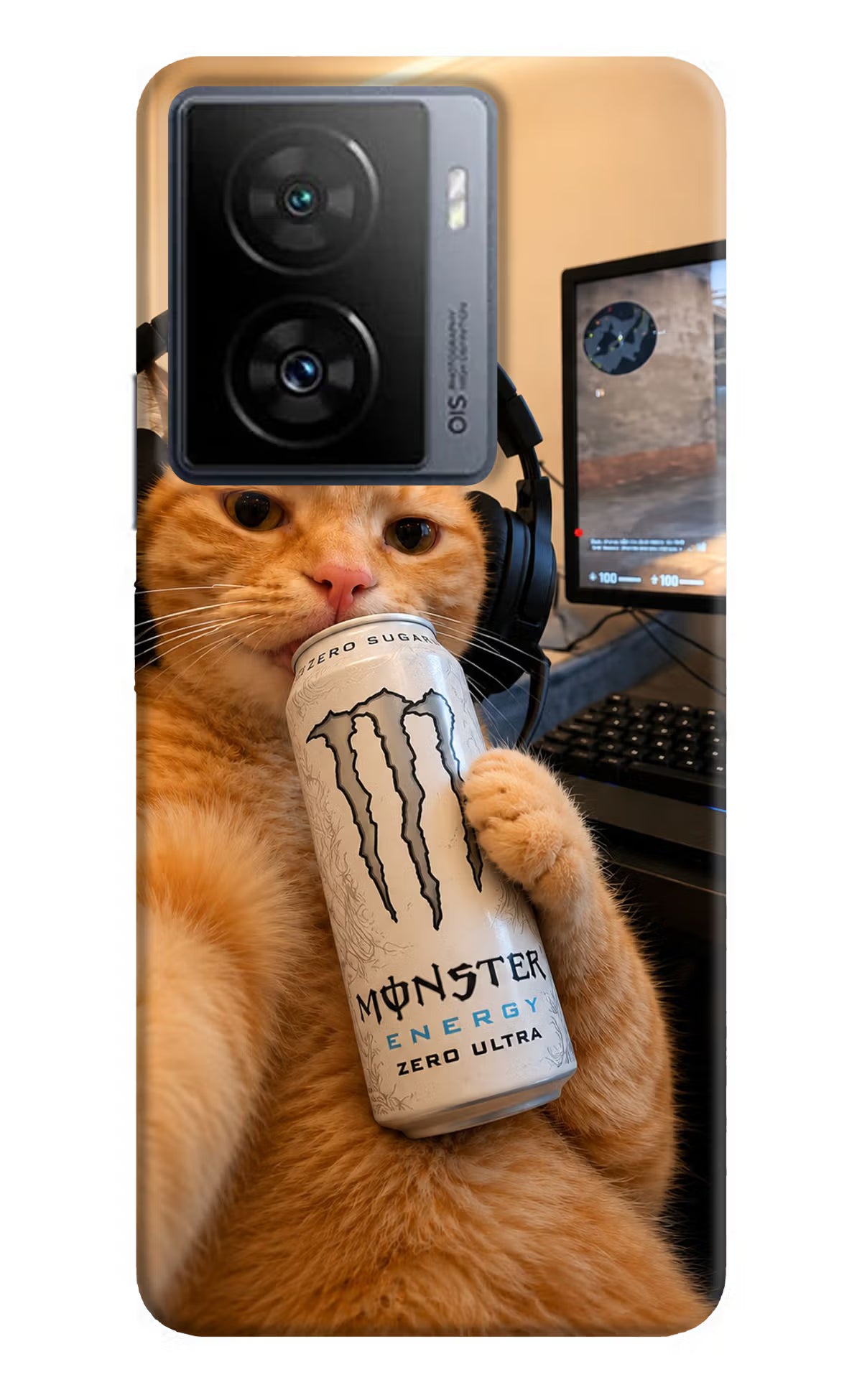 Gamer Cat Energy iQOO Z7s 5G Back Cover - Gamer Cat Energy iQOO Z7s 5G Back Cover Gamer Cat Energy iQOO Z7s 5G Back Cover