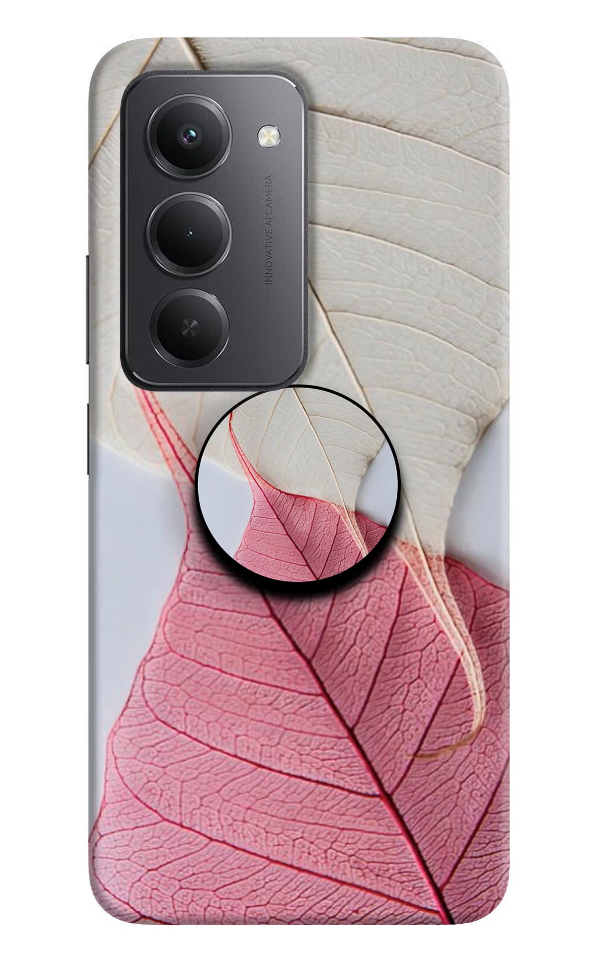 White Pink Leaf Redmi 15 5G Pop Case - White Pink Leaf Redmi 15 5G Pop Case White Pink Leaf Redmi 15 5G Pop Case