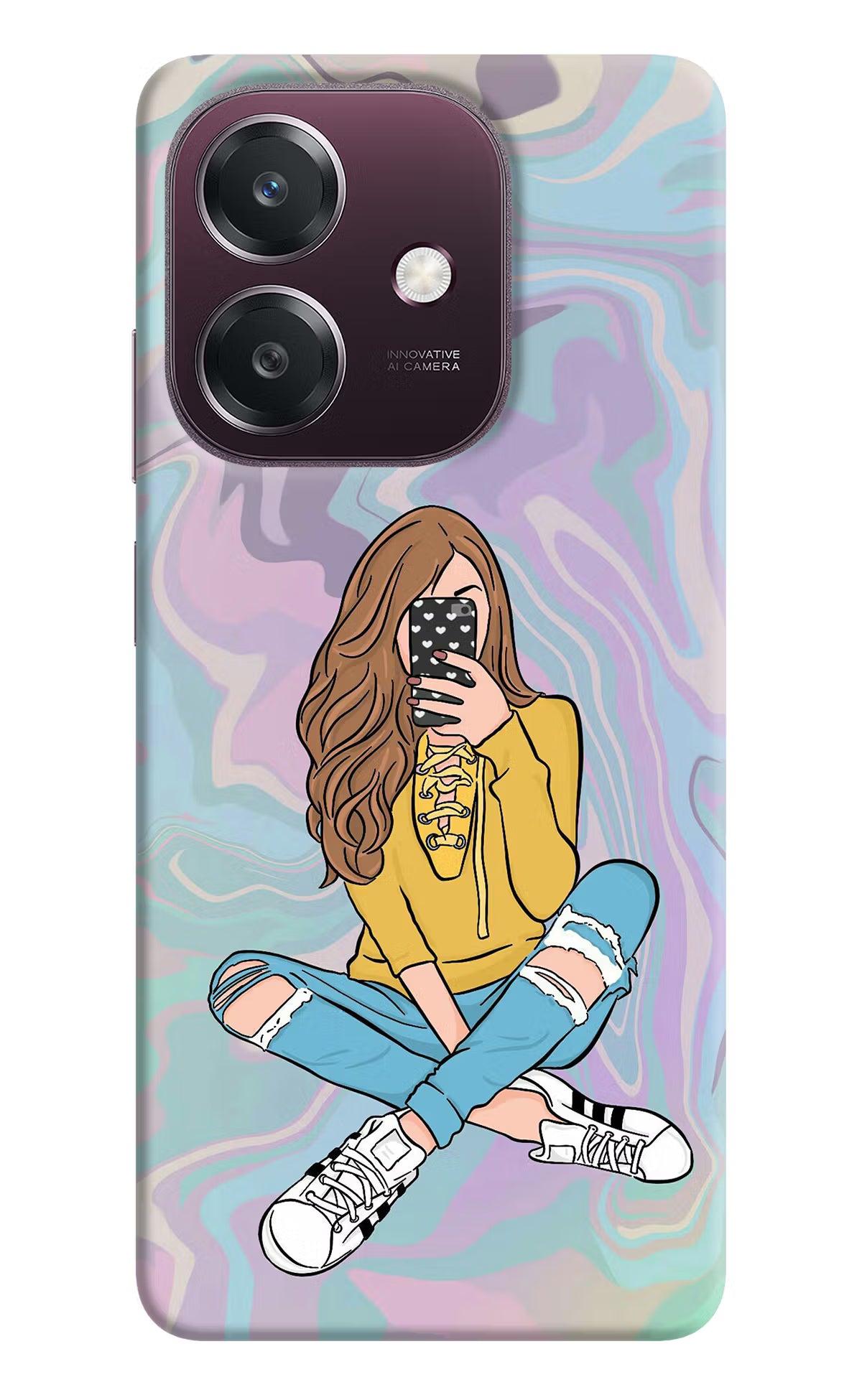 Selfie Girl Oppo A3 5G Back Cover - Selfie Girl Oppo A3 5G Back Cover Selfie Girl Oppo A3 5G Back Cover