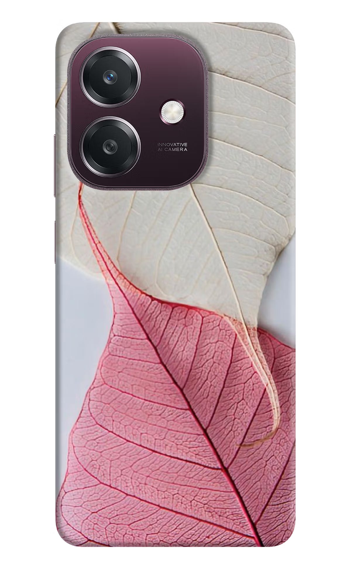 White Pink Leaf Oppo A3 5G Back Cover - White Pink Leaf Oppo A3 5G Back Cover White Pink Leaf Oppo A3 5G Back Cover