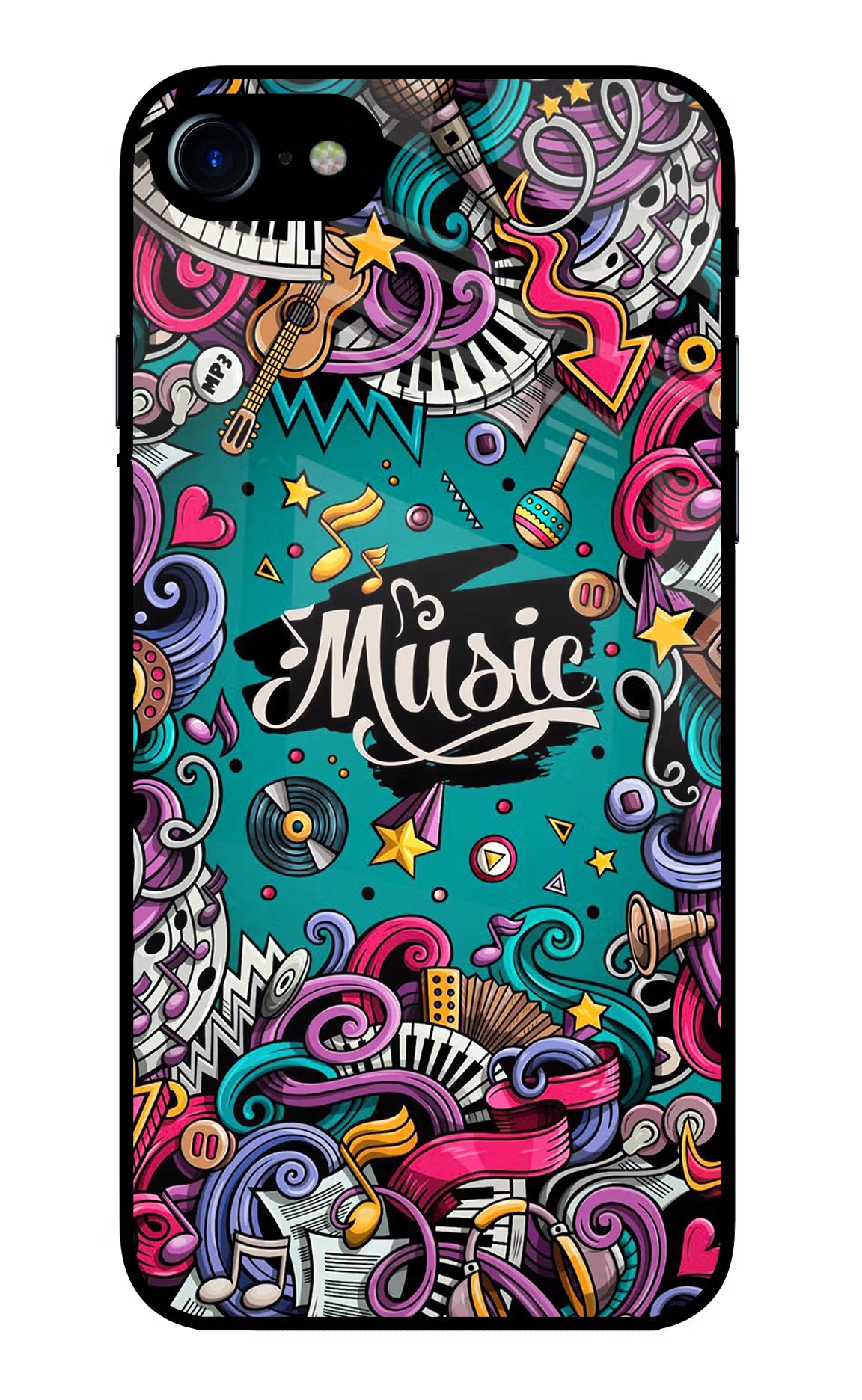 Music Graffiti iPhone 8 Glass Case - Music Graffiti iPhone 8 Glass Case Music Graffiti iPhone 8 Glass Case