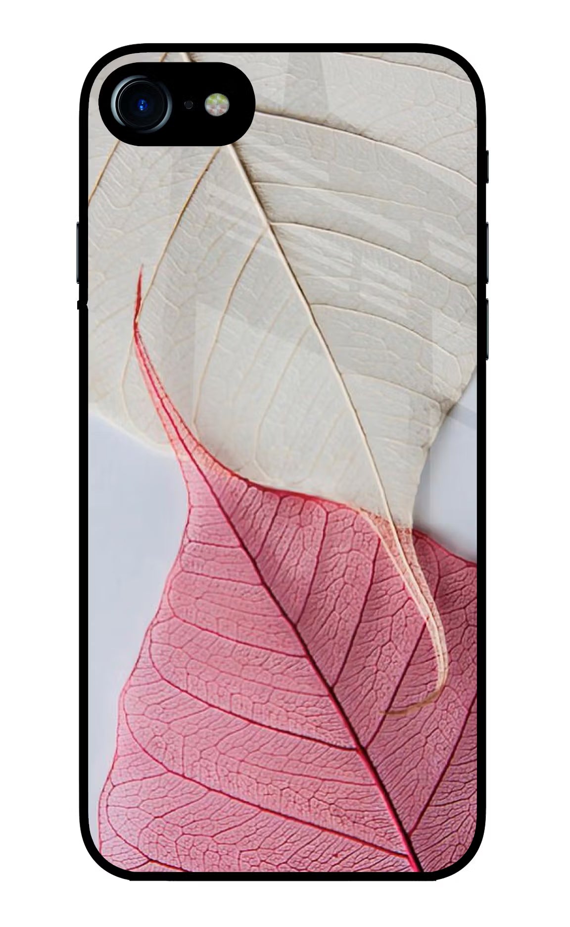 White Pink Leaf iPhone 8 Glass Case - White Pink Leaf iPhone 8 Glass Case White Pink Leaf iPhone 8 Glass Case