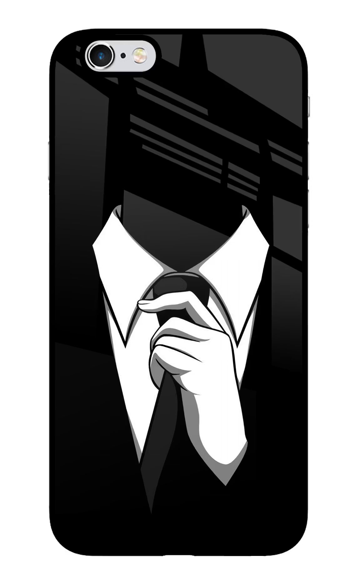Black Tie iPhone 6 Plus/6s Plus Back Cover - Black Tie iPhone 6 Plus/6s Plus Glass Case Back Cover by Casekaro Black Tie iPhone 6 Plus/6s Plus Glass Case Back Cover by Casekaro