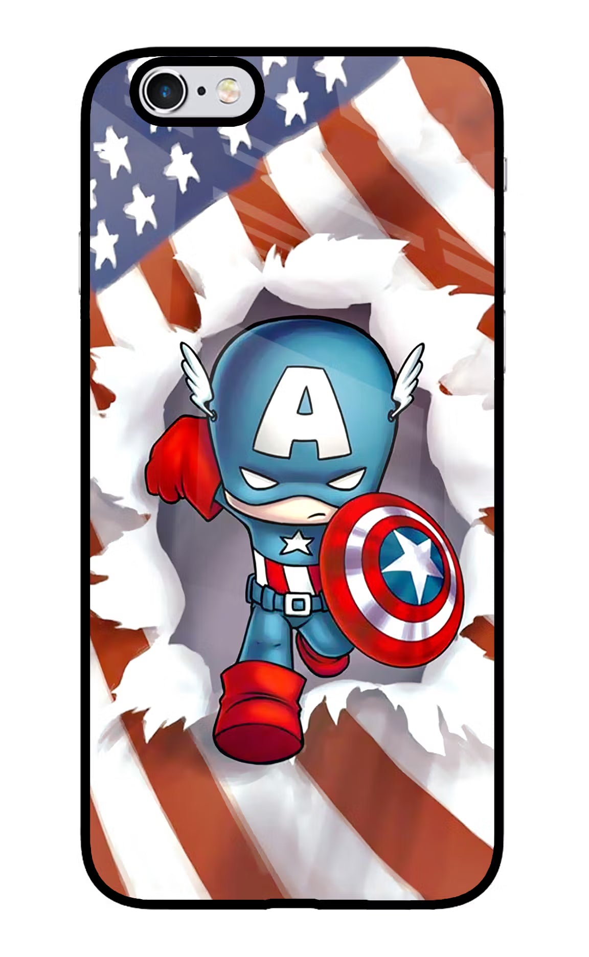 Captain America iPhone 6 Plus/6s Plus Back Cover - Captain America iPhone 6 Plus/6s Plus Glass Case Back Cover by Casekaro Captain America iPhone 6 Plus/6s Plus Glass Case Back Cover by Casekaro