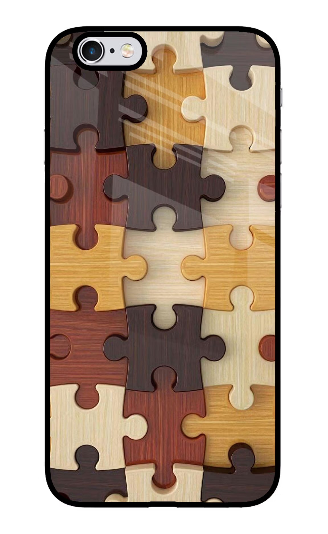 Wooden Puzzle iPhone 6 Plus/6s Plus Back Cover - Wooden Puzzle iPhone 6 Plus/6s Plus Glass Case Back Cover by Casekaro Wooden Puzzle iPhone 6 Plus/6s Plus Glass Case Back Cover by Casekaro