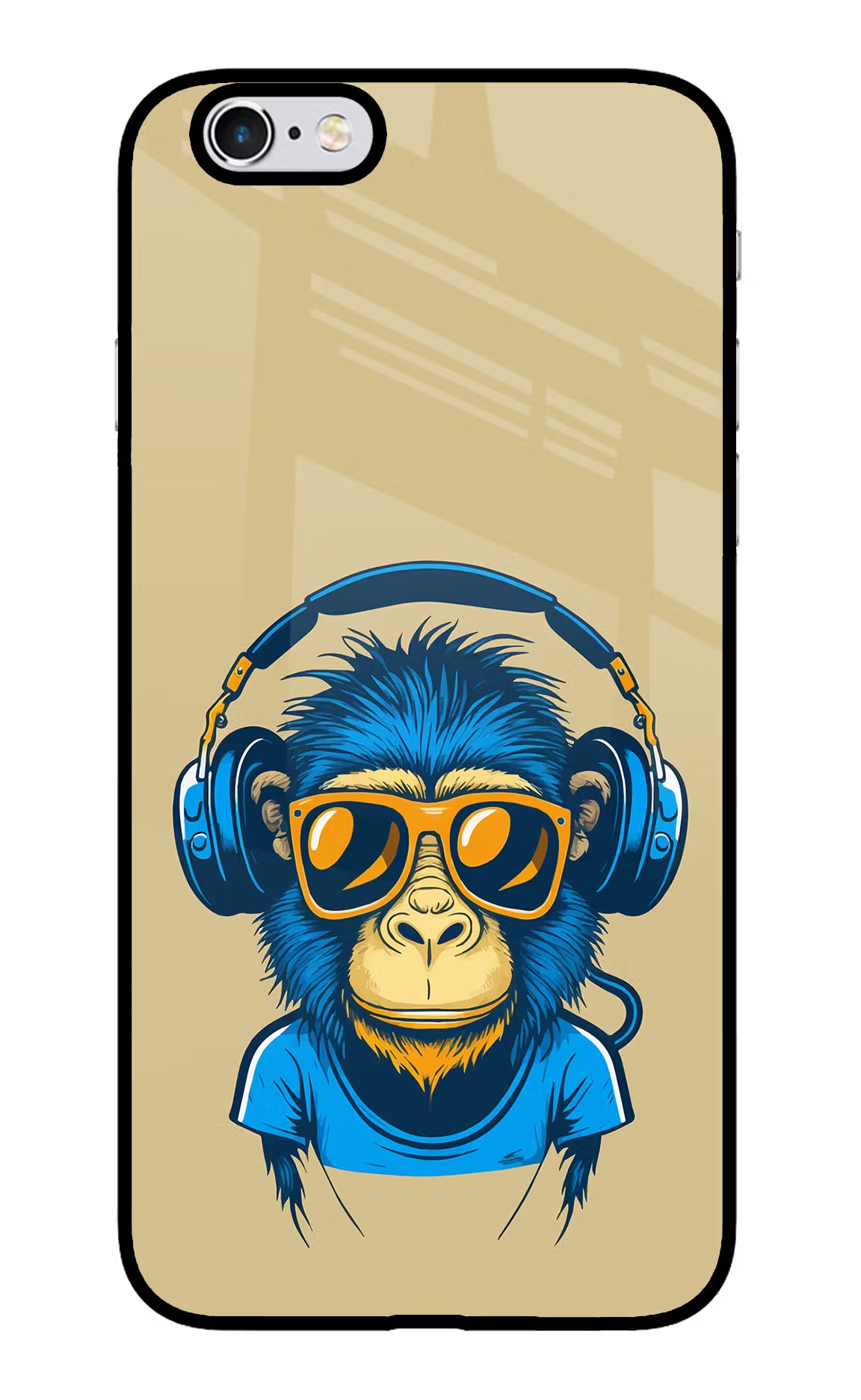Monkey Headphone iPhone 6 Plus/6s Plus Back Cover - Monkey Headphone iPhone 6 Plus/6s Plus Glass Case Back Cover by Casekaro Monkey Headphone iPhone 6 Plus/6s Plus Glass Case Back Cover by Casekaro