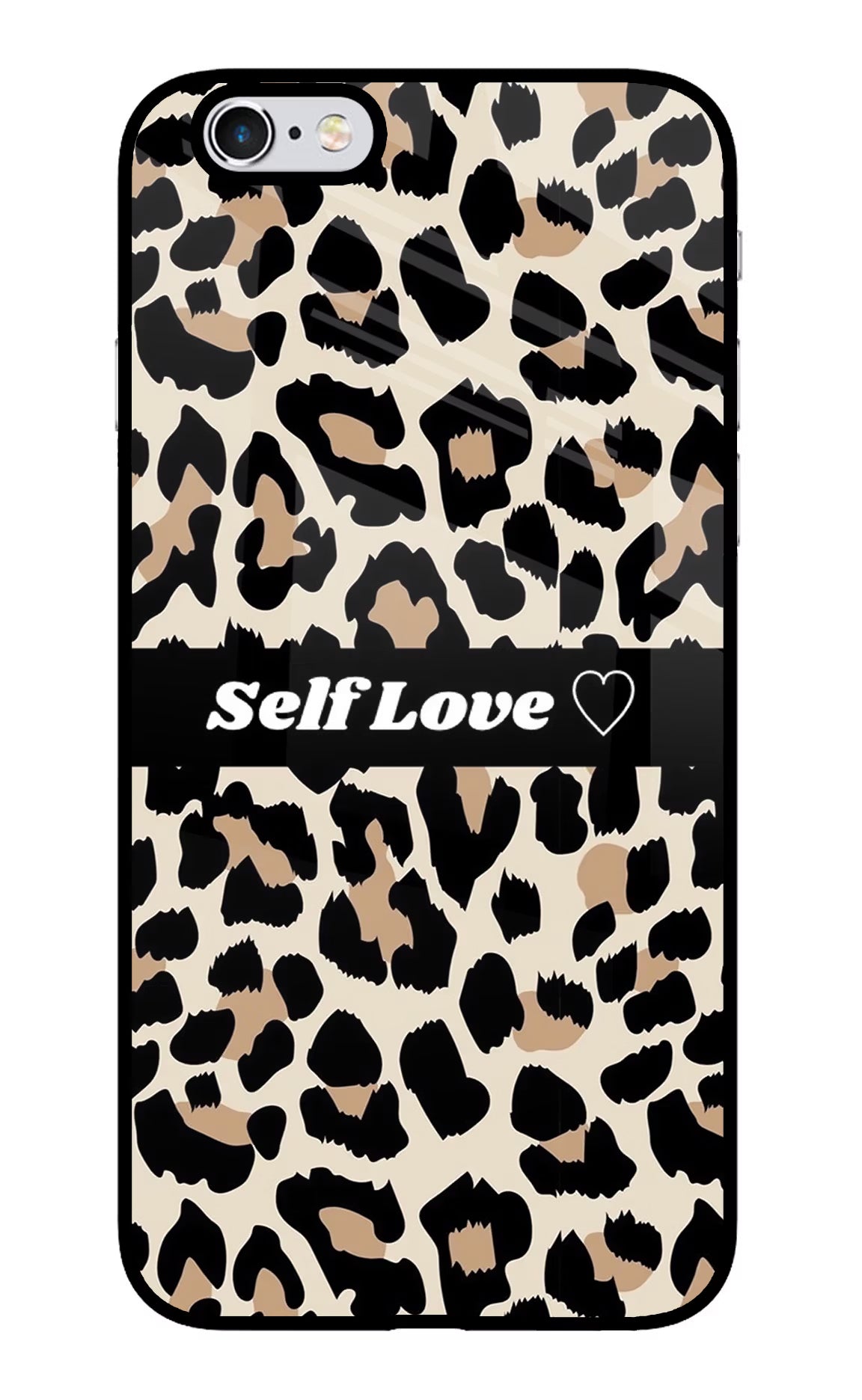 Leopard Print Self Love iPhone 6 Plus/6s Plus Back Cover - Leopard Print Self Love iPhone 6 Plus/6s Plus Glass Case Back Cover by Casekaro Leopard Print Self Love iPhone 6 Plus/6s Plus Glass Case Back Cover by Casekaro