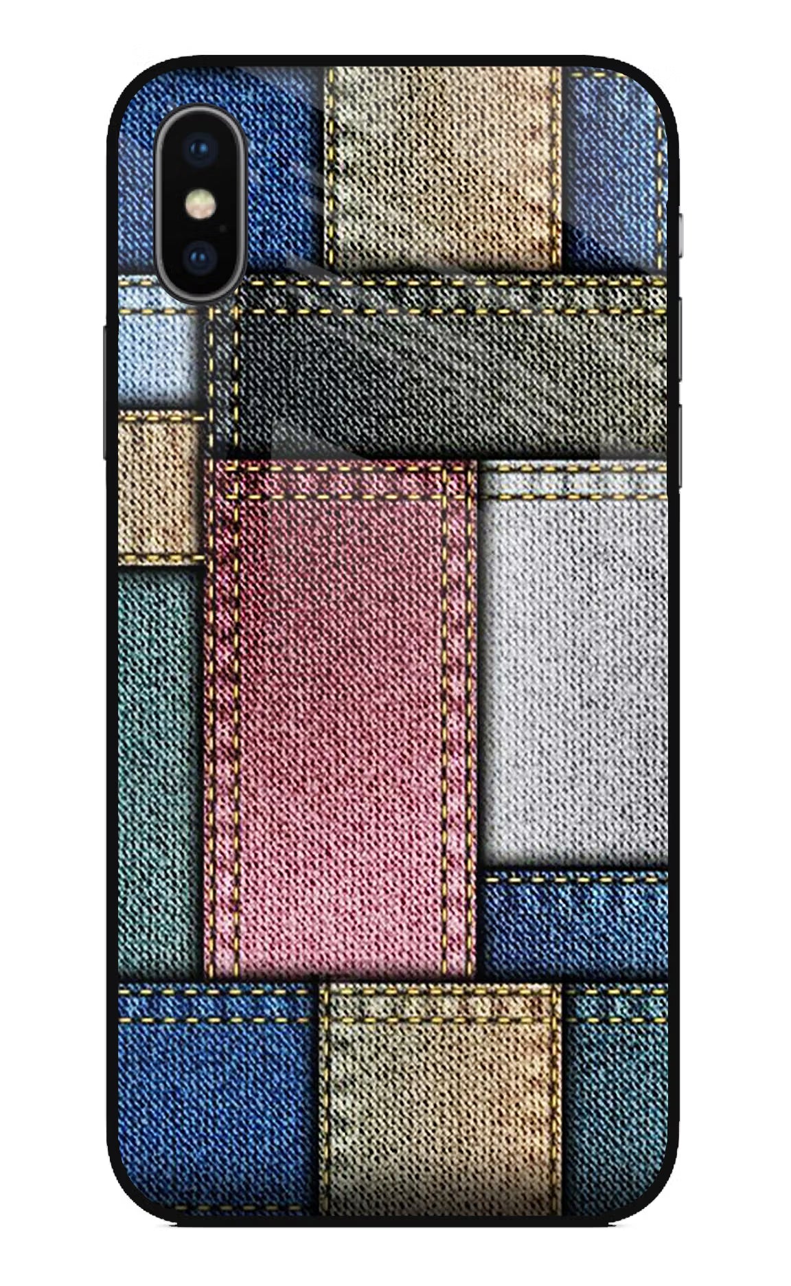 Multicolor Jeans iPhone X Glass Case - Multicolor Jeans iPhone X Glass Case Multicolor Jeans iPhone X Glass Case