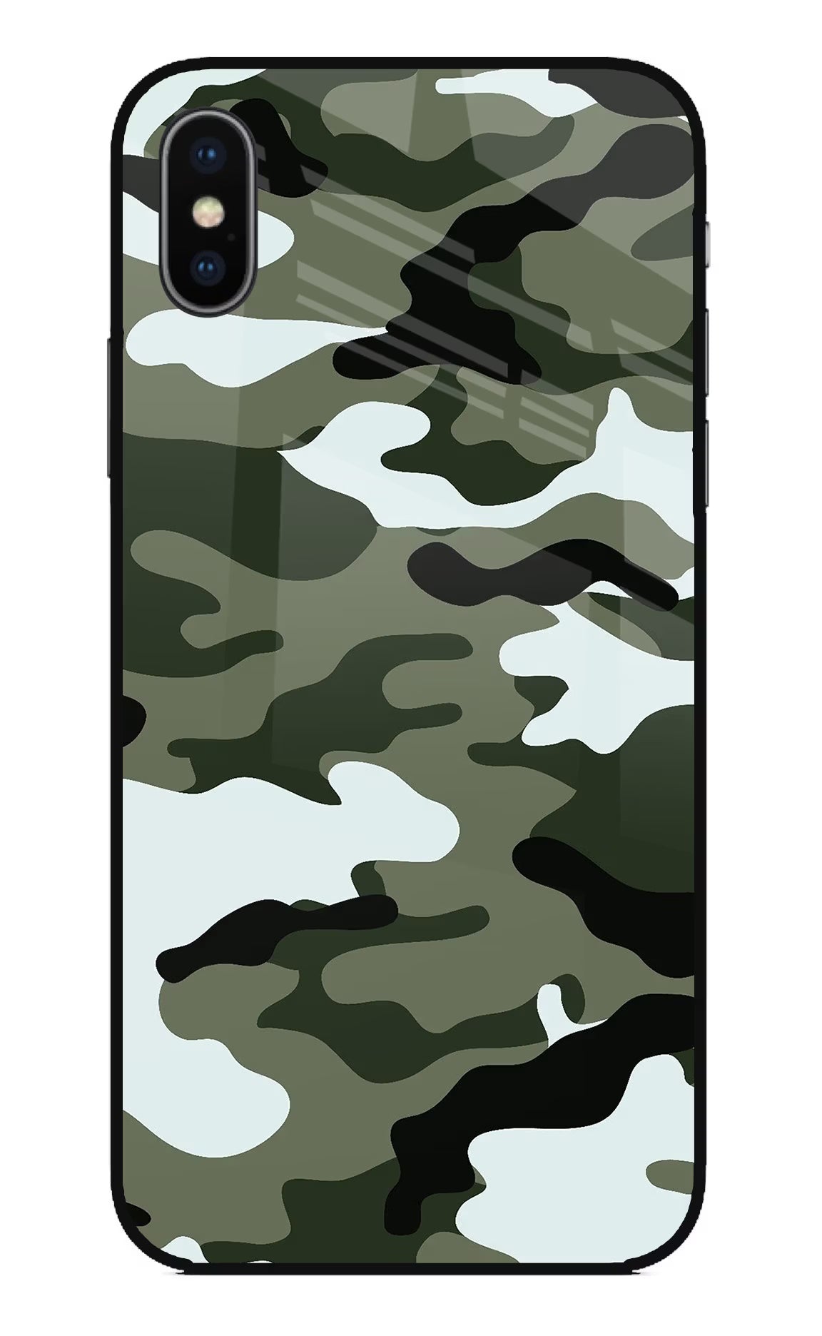 Camouflage iPhone X Back Cover - Camouflage iPhone X Glass Case Back Cover by Casekaro Camouflage iPhone X Glass Case Back Cover by Casekaro