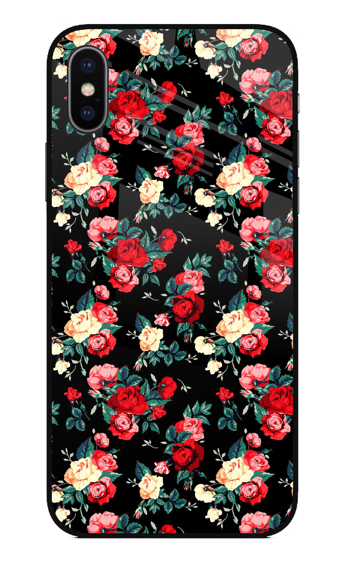 Rose Pattern iPhone X Glass Case - Rose Pattern iPhone X Glass Case Rose Pattern iPhone X Glass Case