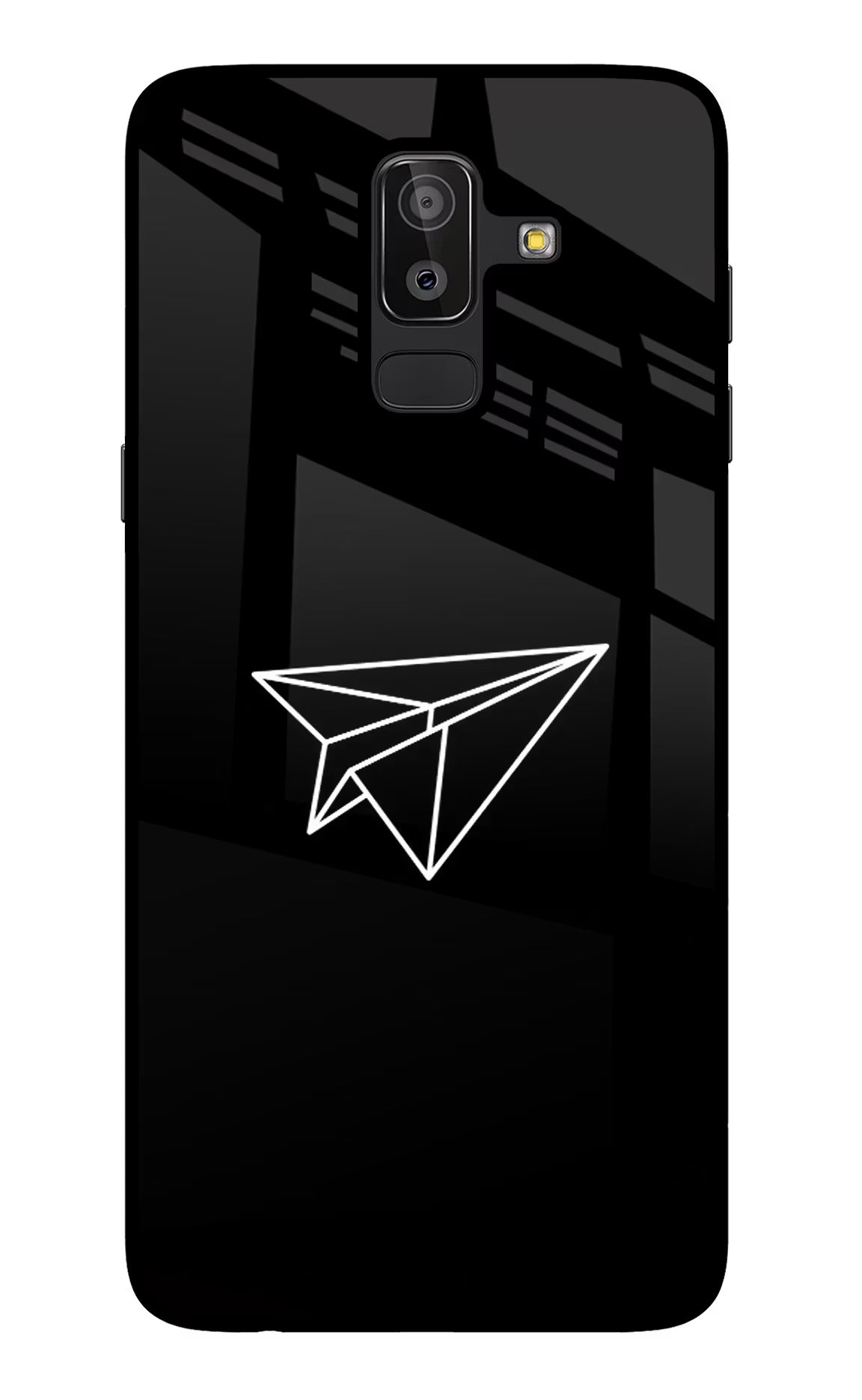 Paper Plane White Samsung J8 Back Cover - Paper Plane White Samsung J8 Glass Case Back Cover by Casekaro Paper Plane White Samsung J8 Glass Case Back Cover by Casekaro