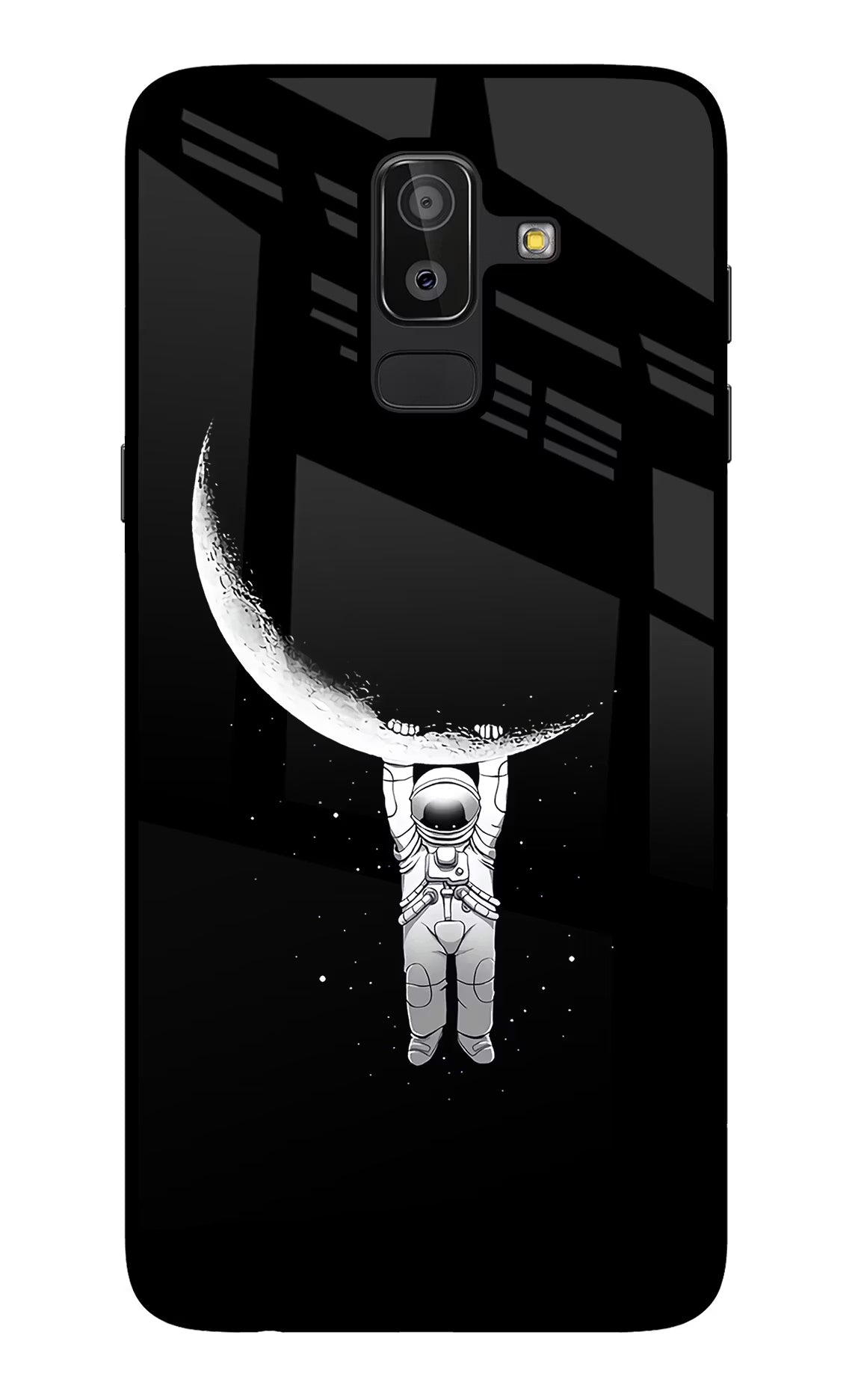 Moon Space Samsung J8 Back Cover - Moon Space Samsung J8 Glass Case Back Cover by Casekaro Moon Space Samsung J8 Glass Case Back Cover by Casekaro