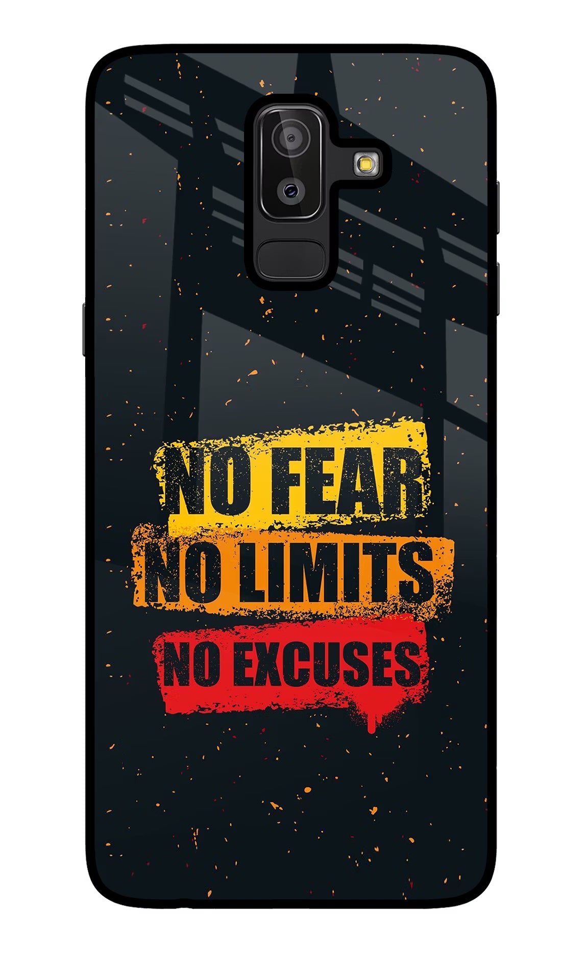 No Fear No Limits No Excuse Samsung J8 Back Cover - No Fear No Limits No Excuse Samsung J8 Glass Case Back Cover by Casekaro No Fear No Limits No Excuse Samsung J8 Glass Case Back Cover by Casekaro