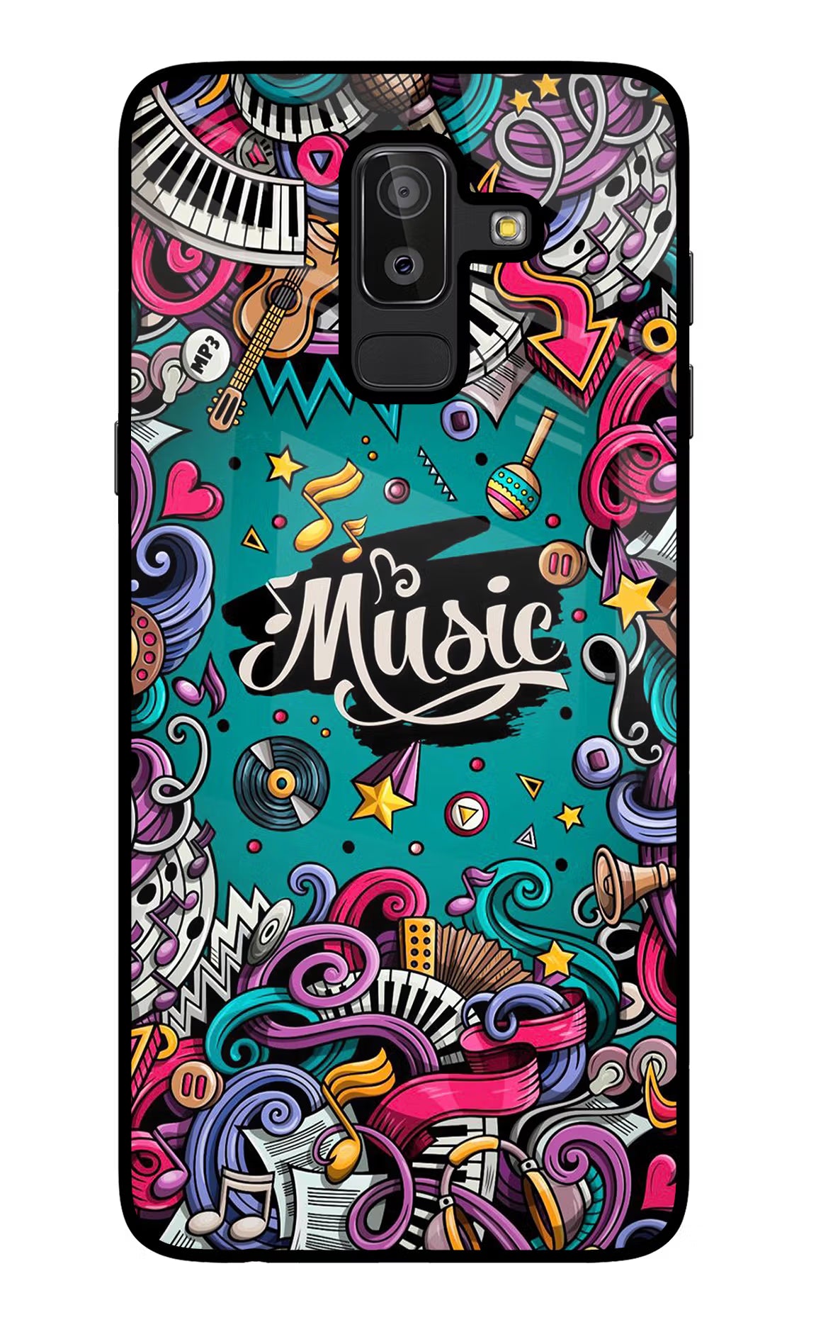 Music Graffiti Samsung J8 Back Cover - Music Graffiti Samsung J8 Glass Case Back Cover by Casekaro Music Graffiti Samsung J8 Glass Case Back Cover by Casekaro