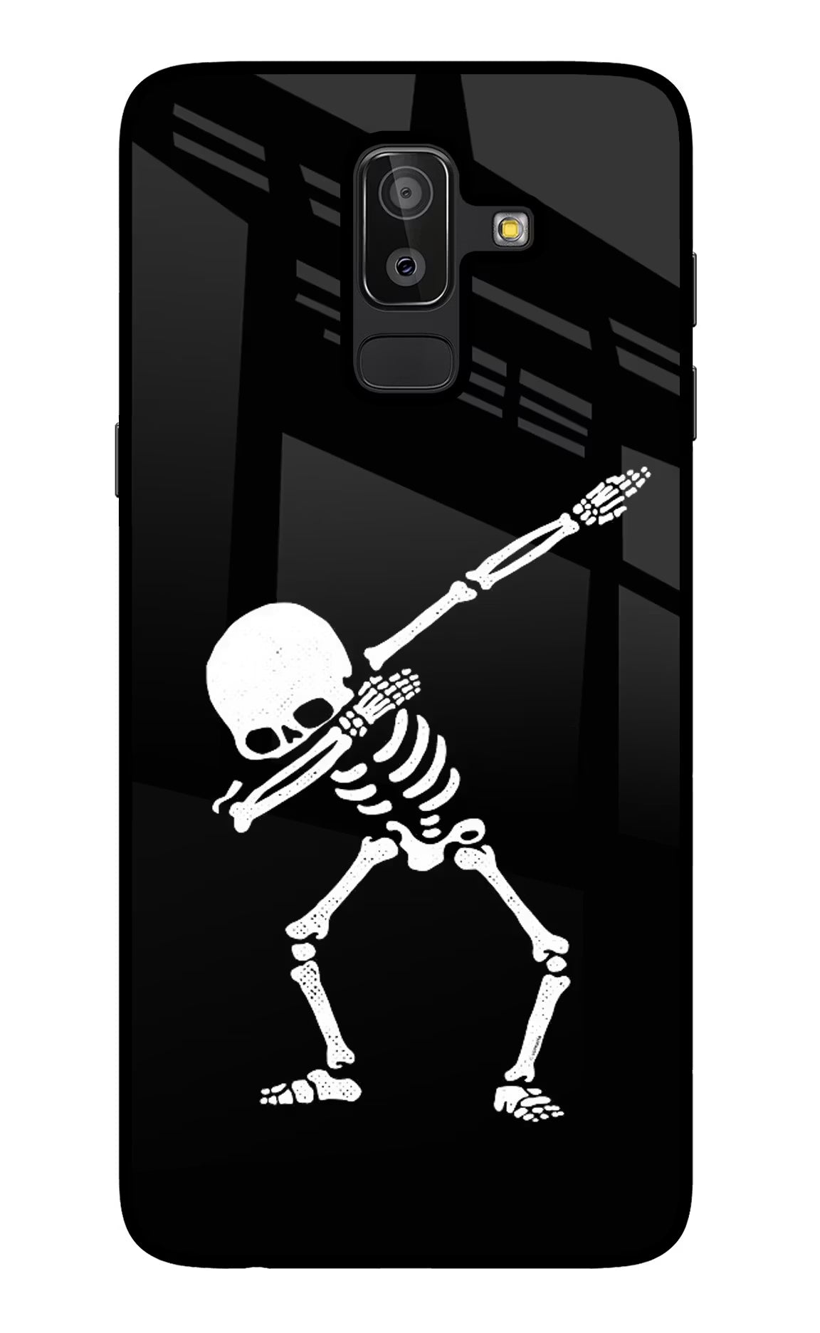 Dabbing Skeleton Art Samsung J8 Back Cover - Dabbing Skeleton Art Samsung J8 Glass Case Back Cover by Casekaro Dabbing Skeleton Art Samsung J8 Glass Case Back Cover by Casekaro