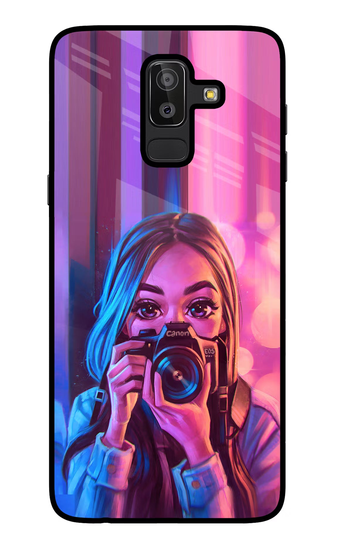 Girl Photographer Samsung J8 Back Cover - Girl Photographer Samsung J8 Glass Case Back Cover by Casekaro Girl Photographer Samsung J8 Glass Case Back Cover by Casekaro