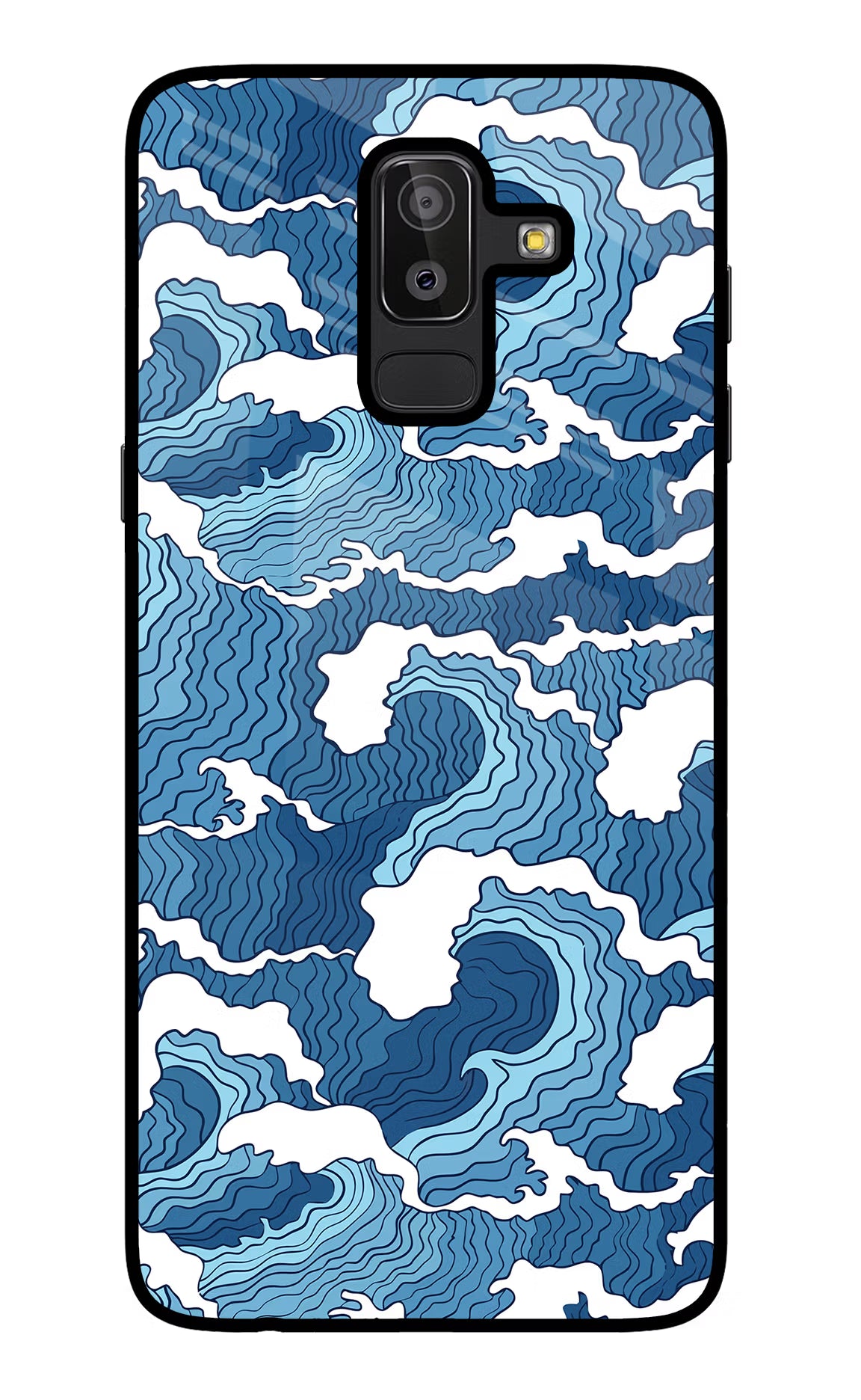 Blue Waves Samsung J8 Glass Case - Blue Waves Samsung J8 Glass Case Blue Waves Samsung J8 Glass Case