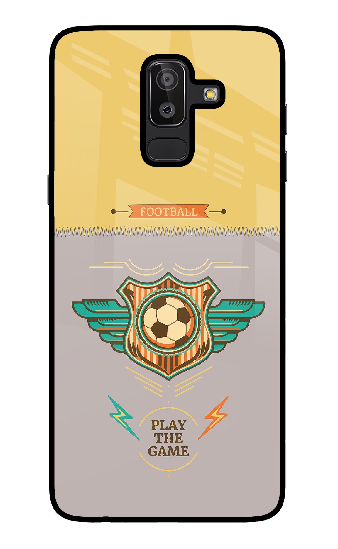 Football Samsung J8 Back Cover - Football Samsung J8 Glass Case Back Cover by Casekaro Football Samsung J8 Glass Case Back Cover by Casekaro