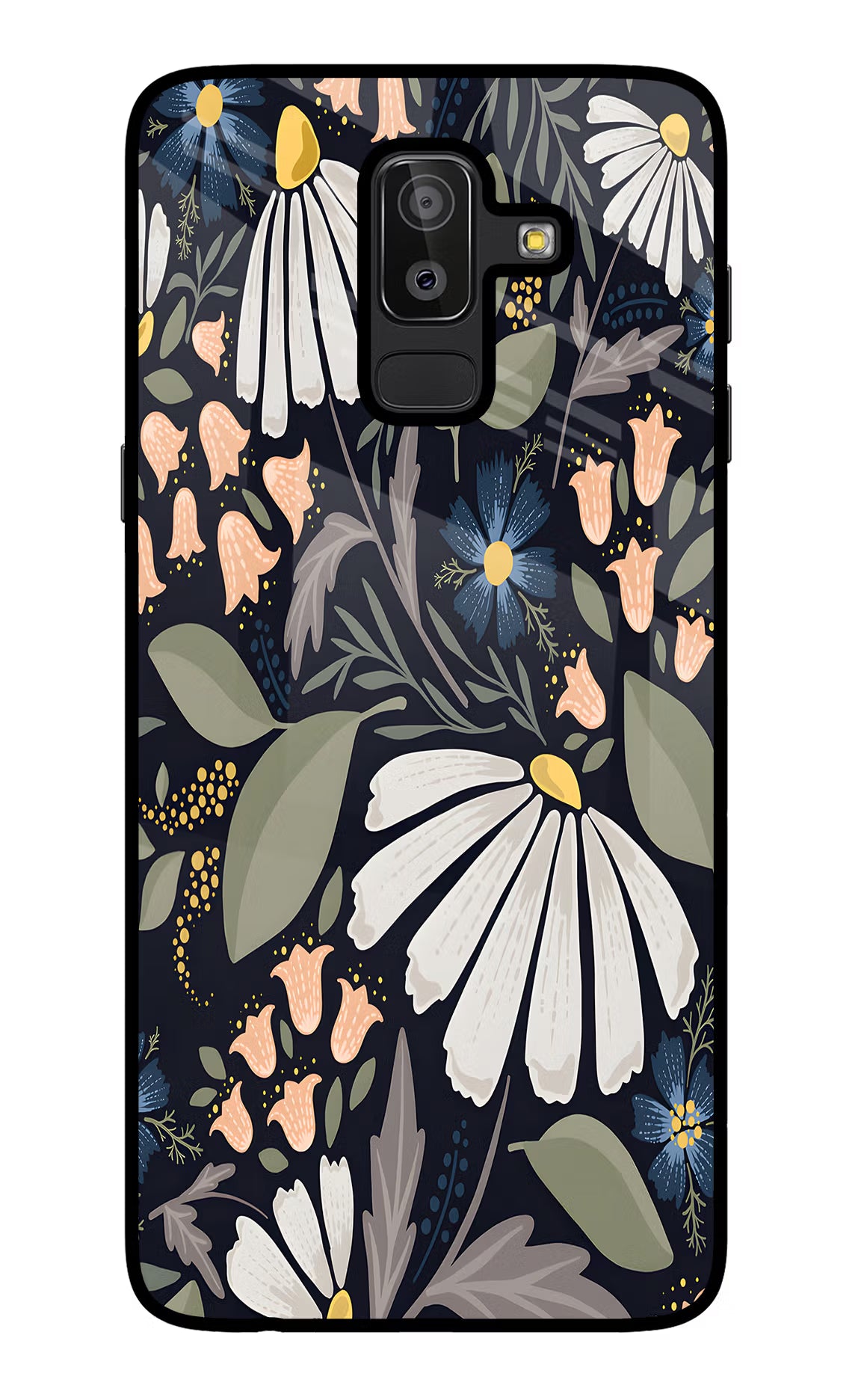 Flowers Art Samsung J8 Back Cover - Flowers Art Samsung J8 Glass Case Back Cover by Casekaro Flowers Art Samsung J8 Glass Case Back Cover by Casekaro
