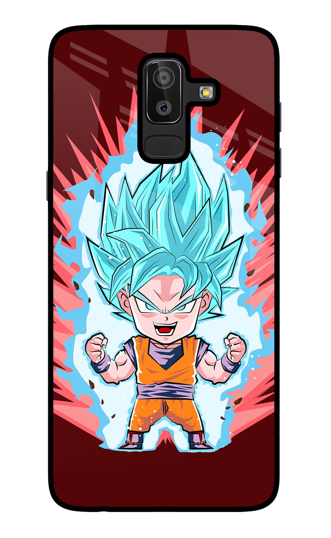 Goku Little Samsung J8 Back Cover - Goku Little Samsung J8 Glass Case Back Cover by Casekaro Goku Little Samsung J8 Glass Case Back Cover by Casekaro