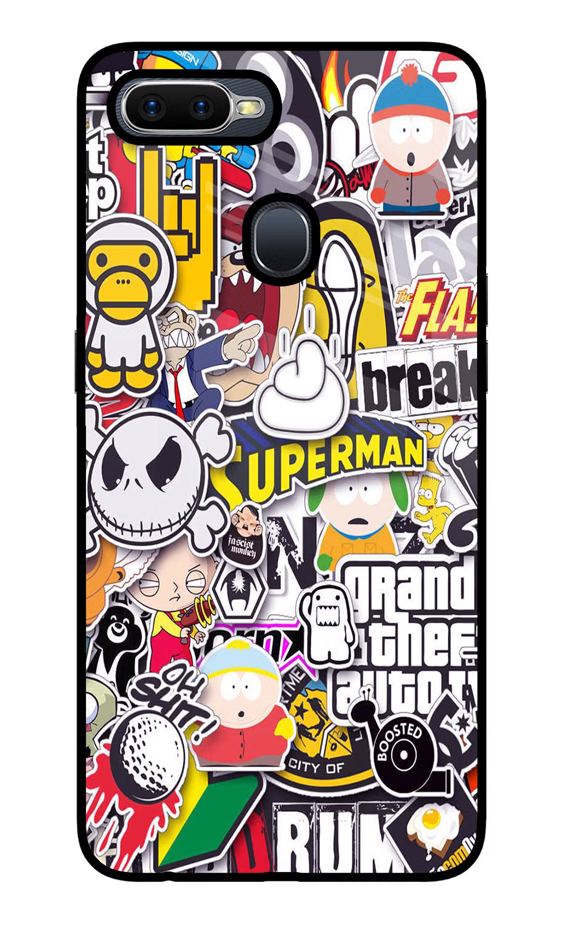 Sticker Bomb Oppo F9/F9 Pro Glass Case - Sticker Bomb Oppo F9/F9 Pro Glass Case Sticker Bomb Oppo F9/F9 Pro Glass Case