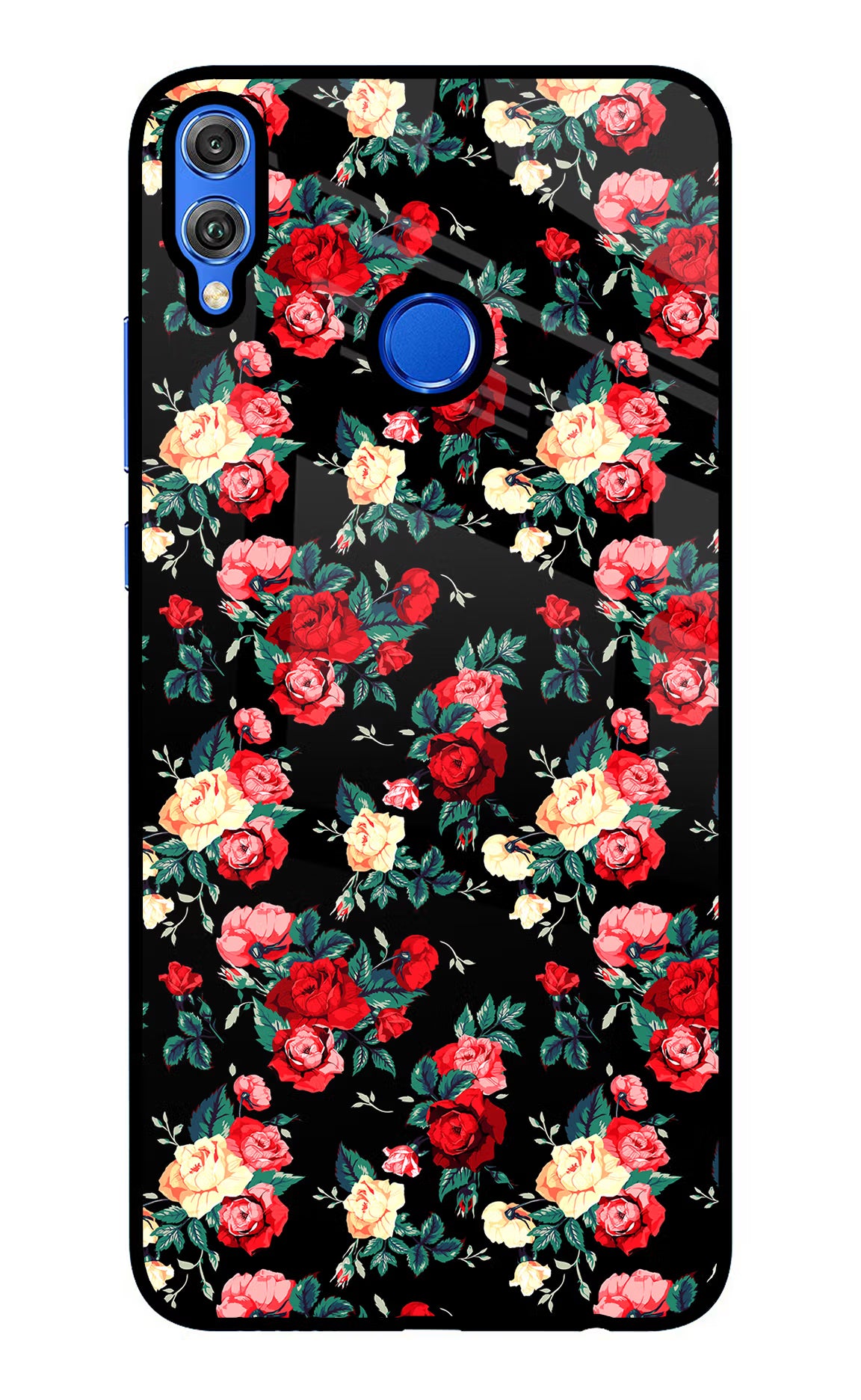 Rose Pattern Honor 8X Back Cover - Rose Pattern Honor 8X Glass Case Back Cover by Casekaro Rose Pattern Honor 8X Glass Case Back Cover by Casekaro