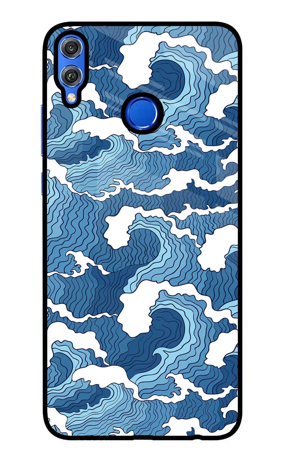 Blue Waves Honor 8X Back Cover - Blue Waves Honor 8X Glass Case Back Cover by Casekaro Blue Waves Honor 8X Glass Case Back Cover by Casekaro